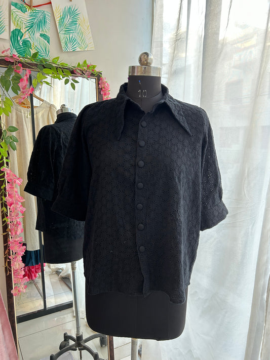 Black Schiffli Shirt