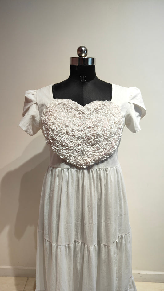 3 Tiered White Heart Dress