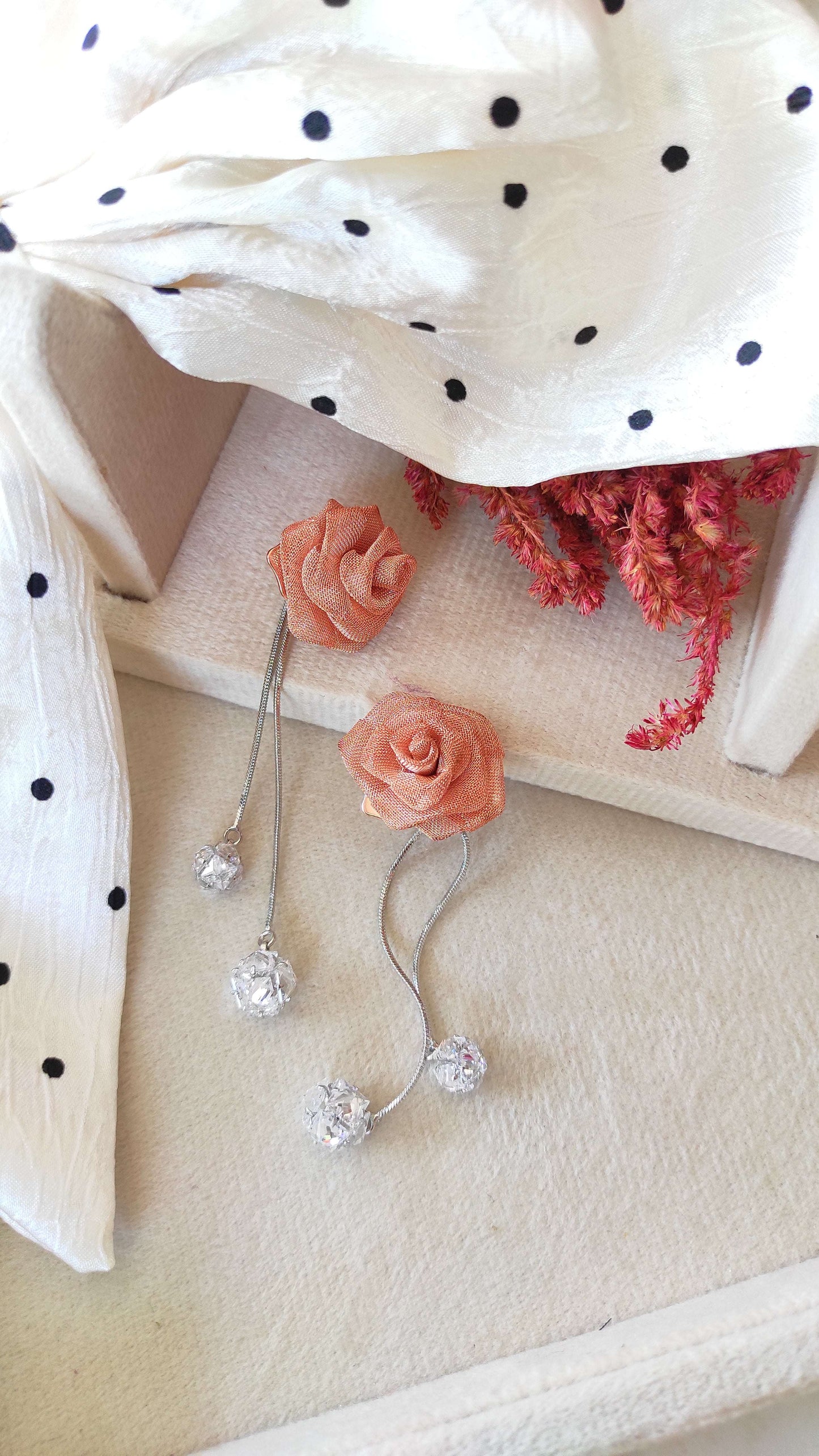 Rose Gold Rose Studs diamond hangings