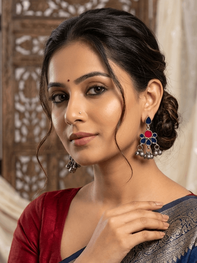 Shilpa enameled ghungroo earrings