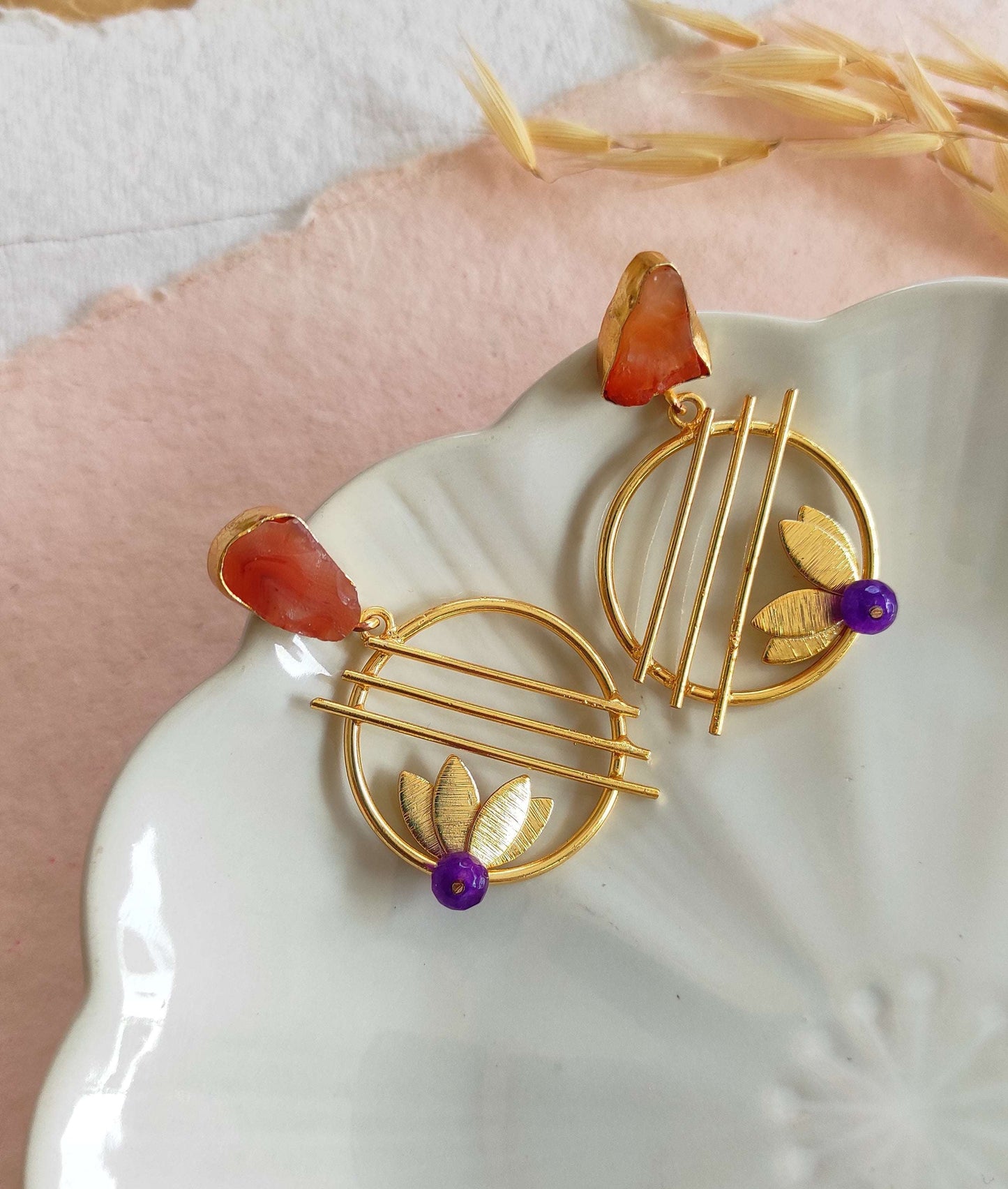 Leeza golden druzy earrings