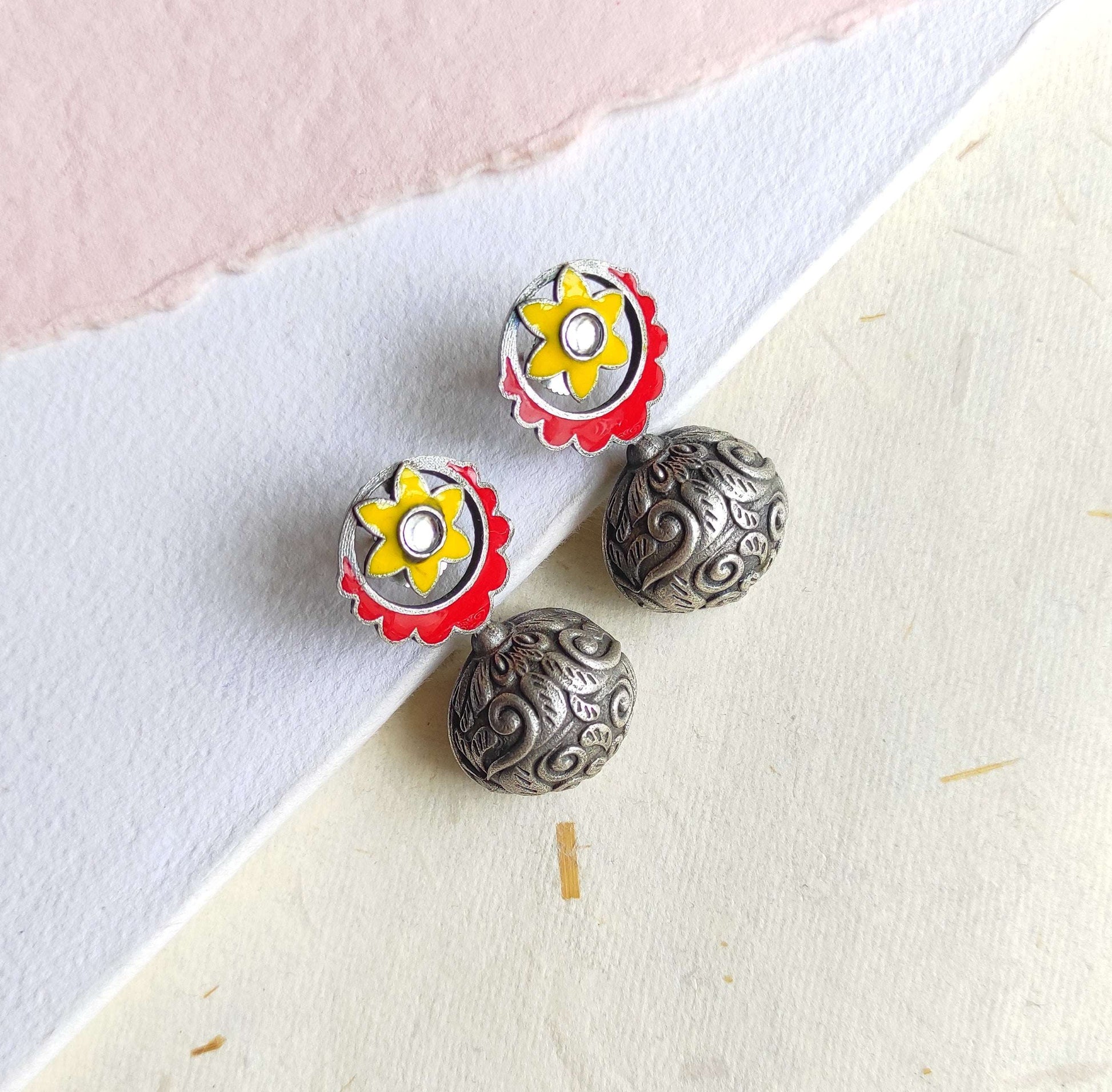 Veera meenakari enameled studs earrings
