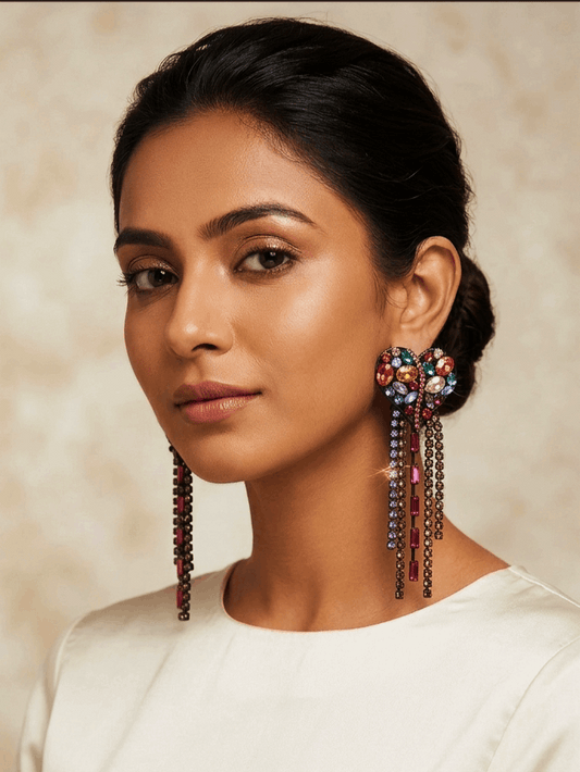 Quirky Stone Studded Heart Earrings