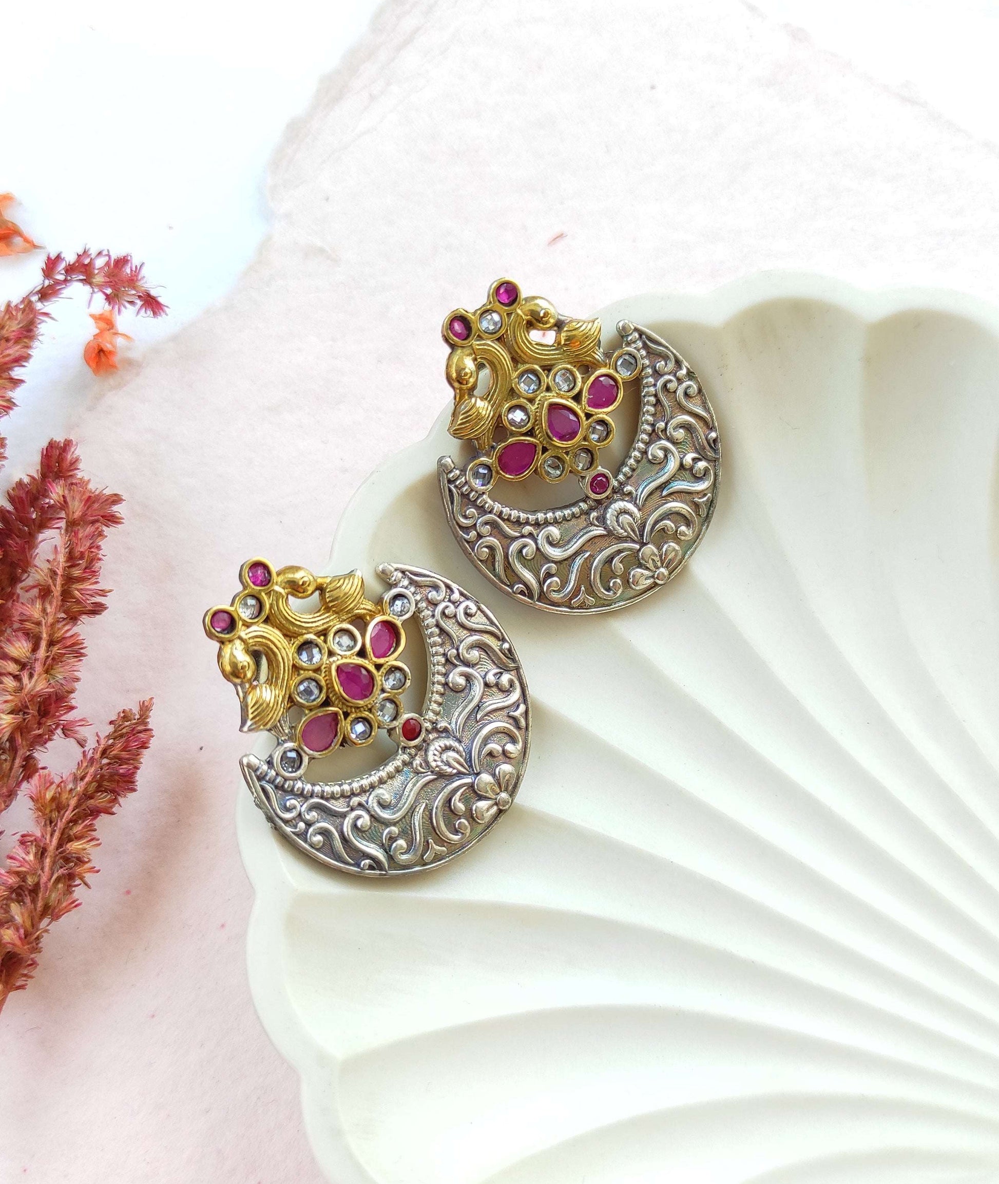 Chandra dualtone studs earrings