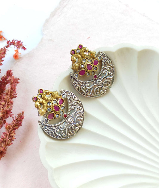 Chandra dualtone studs earrings