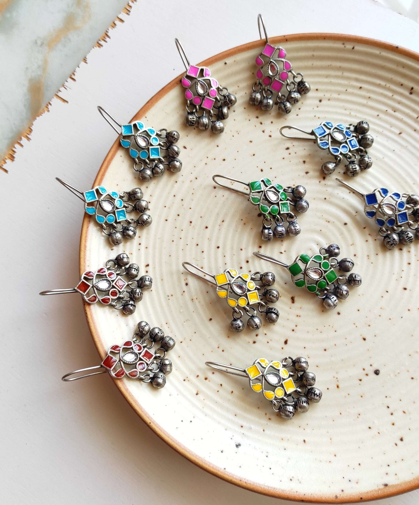Aria meenakari enameled hook earrings