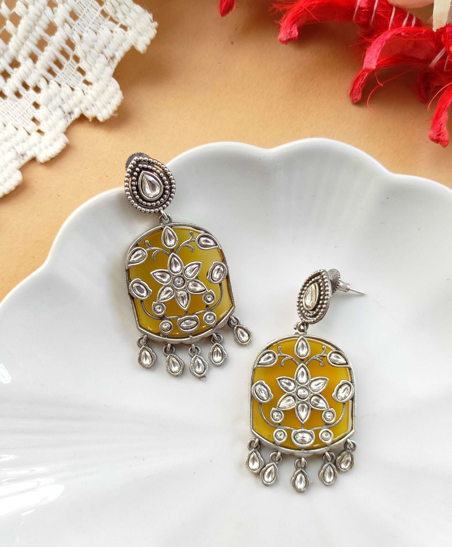 Ananya silver lookalike dangling earrings