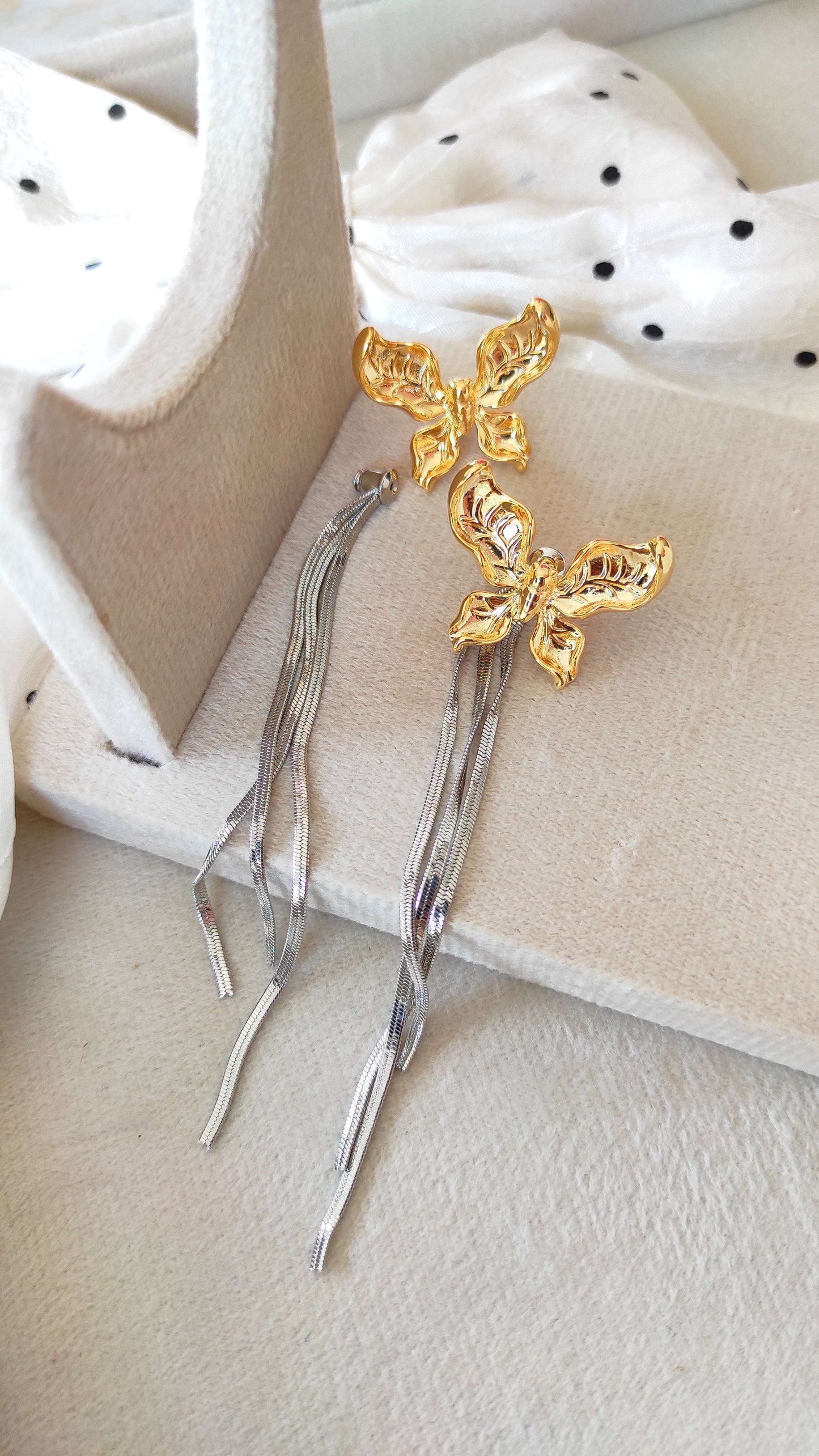 Golden Butterfly With Silver hangings