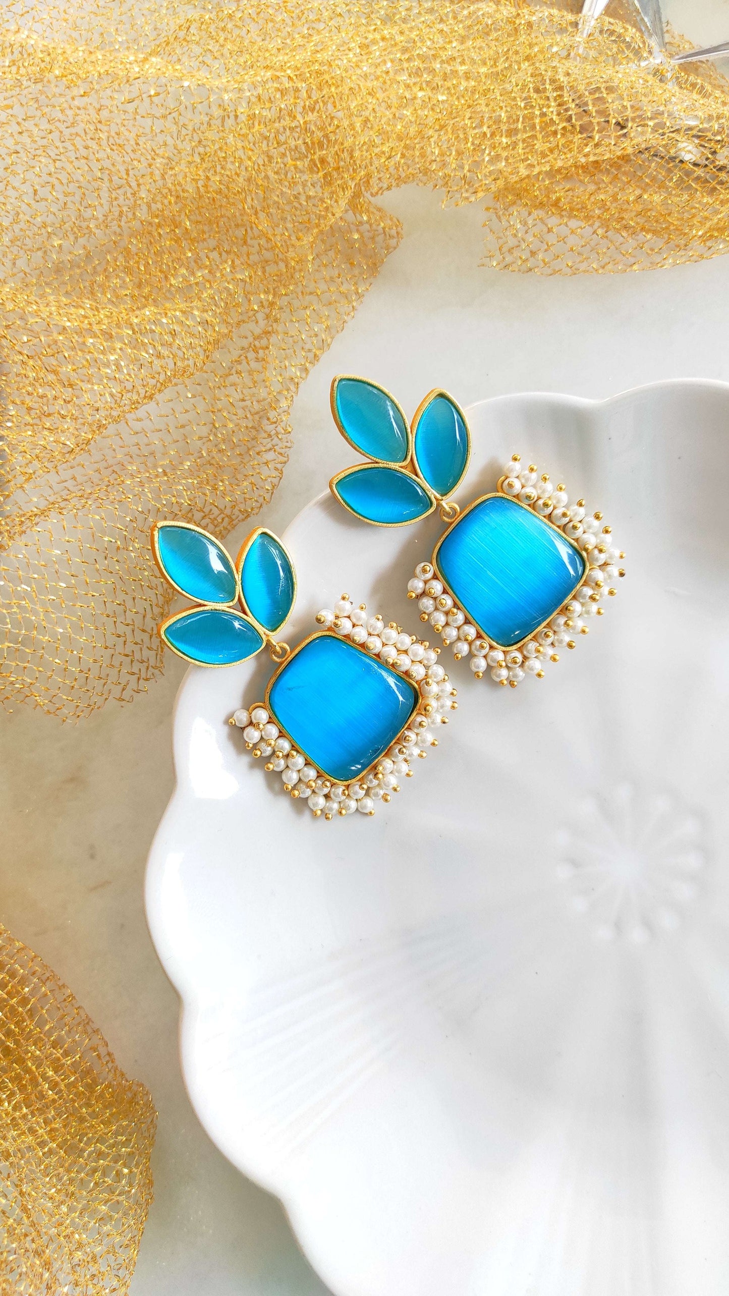 Triveni monalisa stone earrings