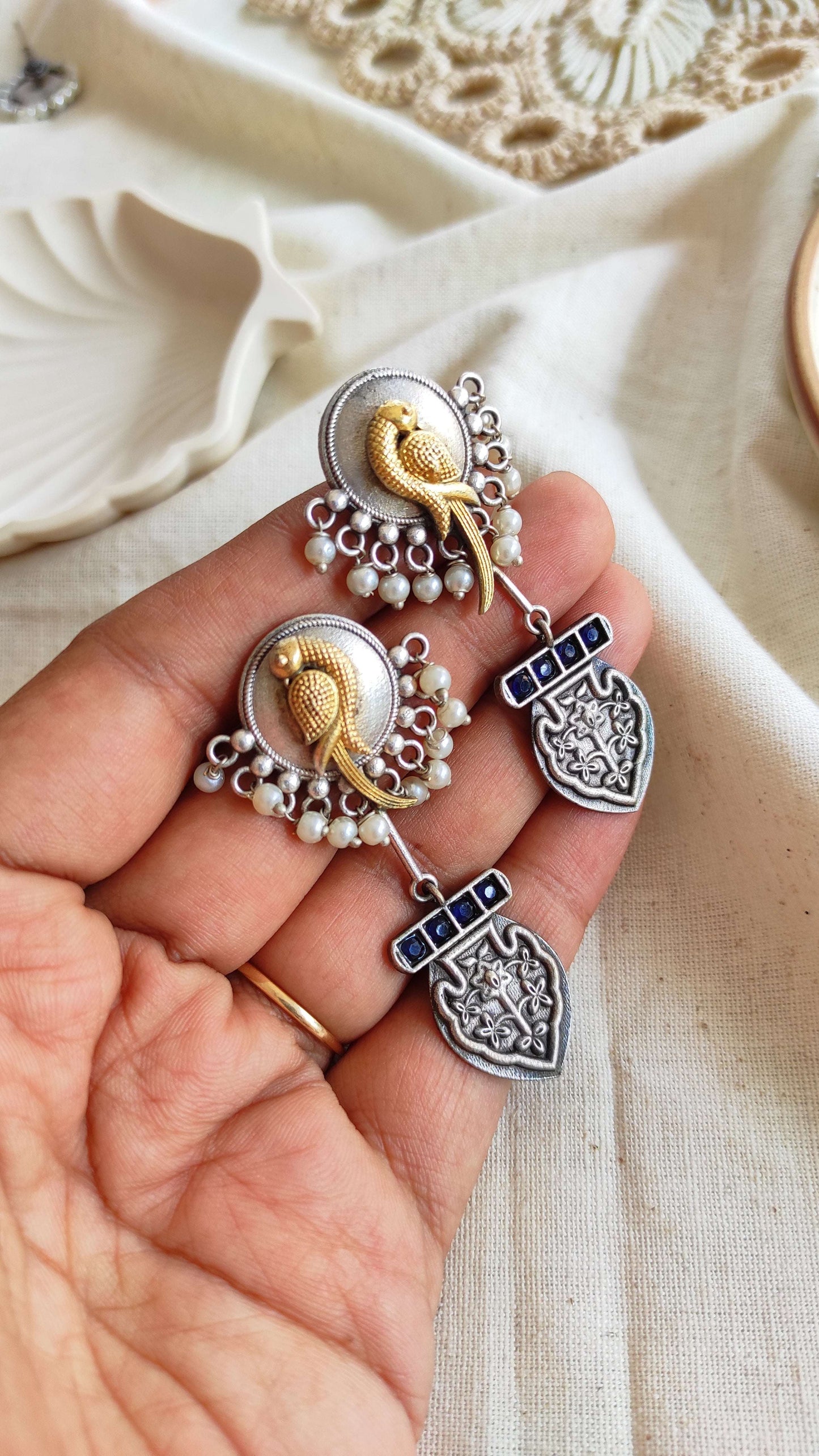 Maina dualtone dangling earrings