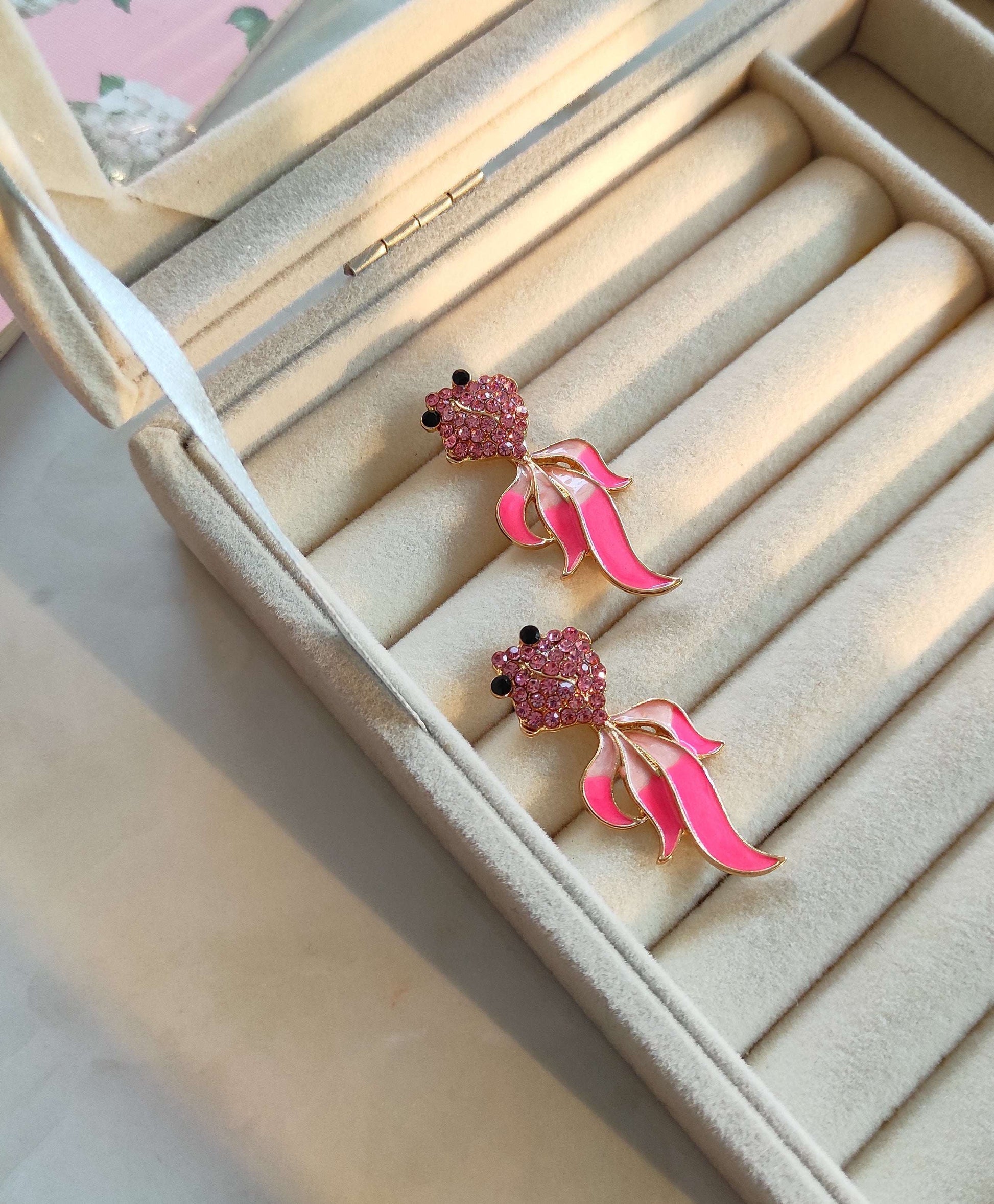 Enameled quirky fish earrings