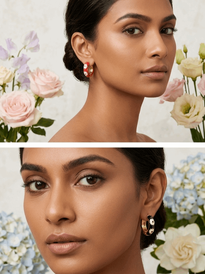 Dandelion enameled hoops