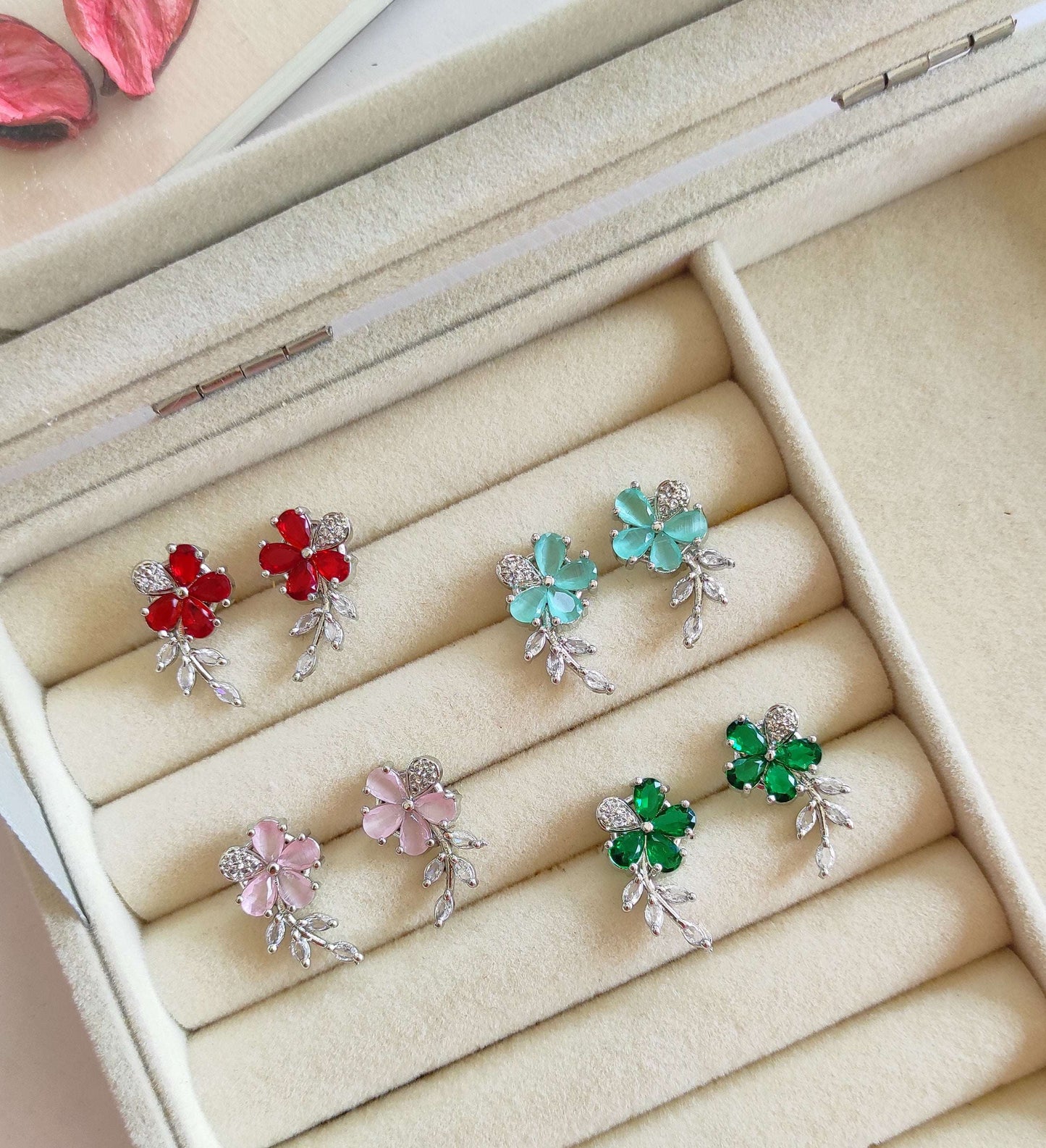AD floral studs earrings