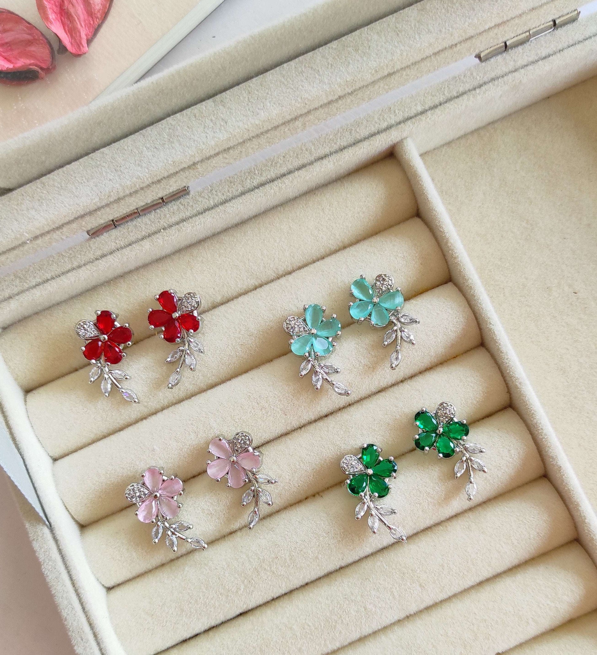 AD floral studs earrings
