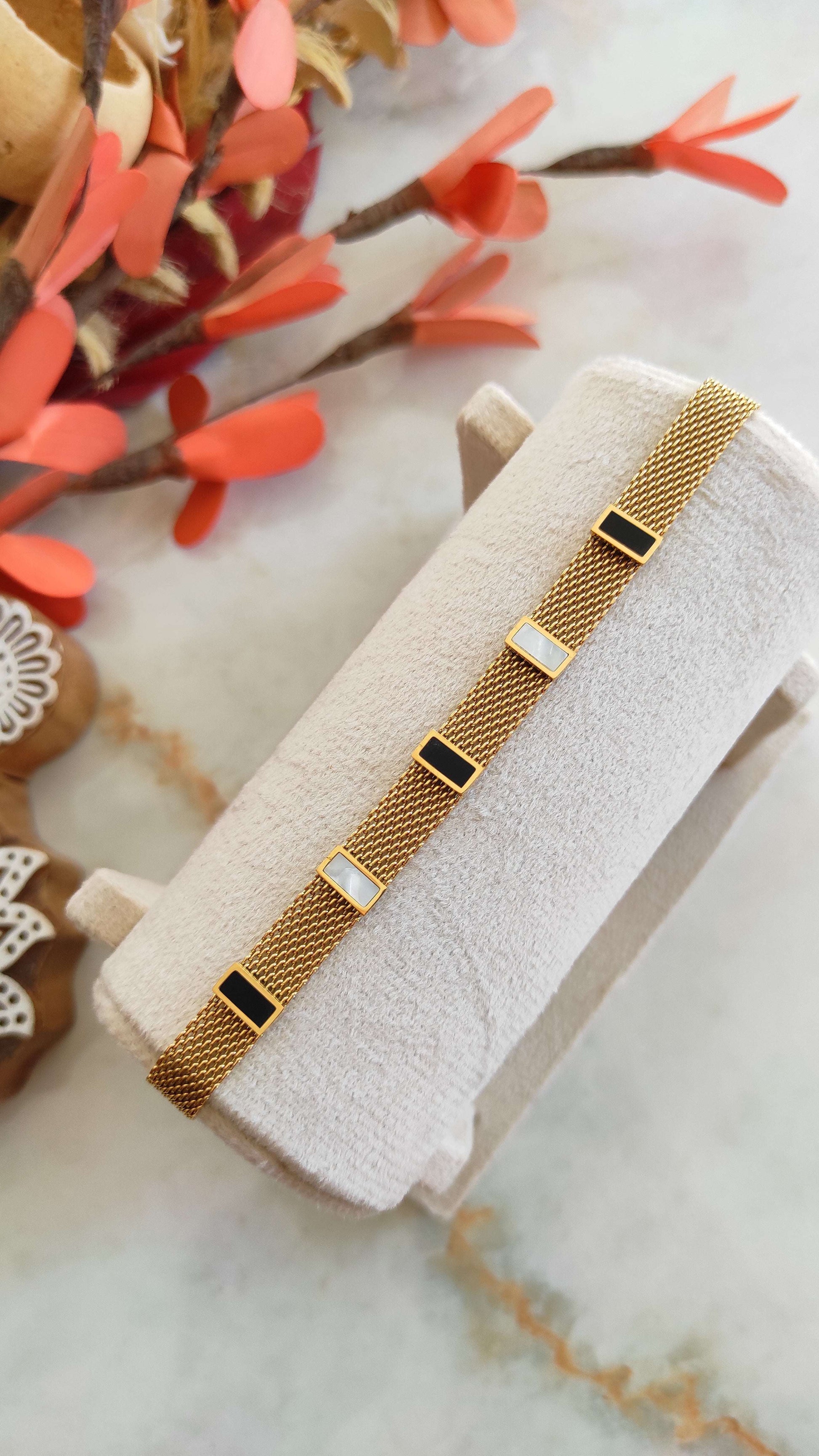Golden Stripy anti tarnish Bracelet