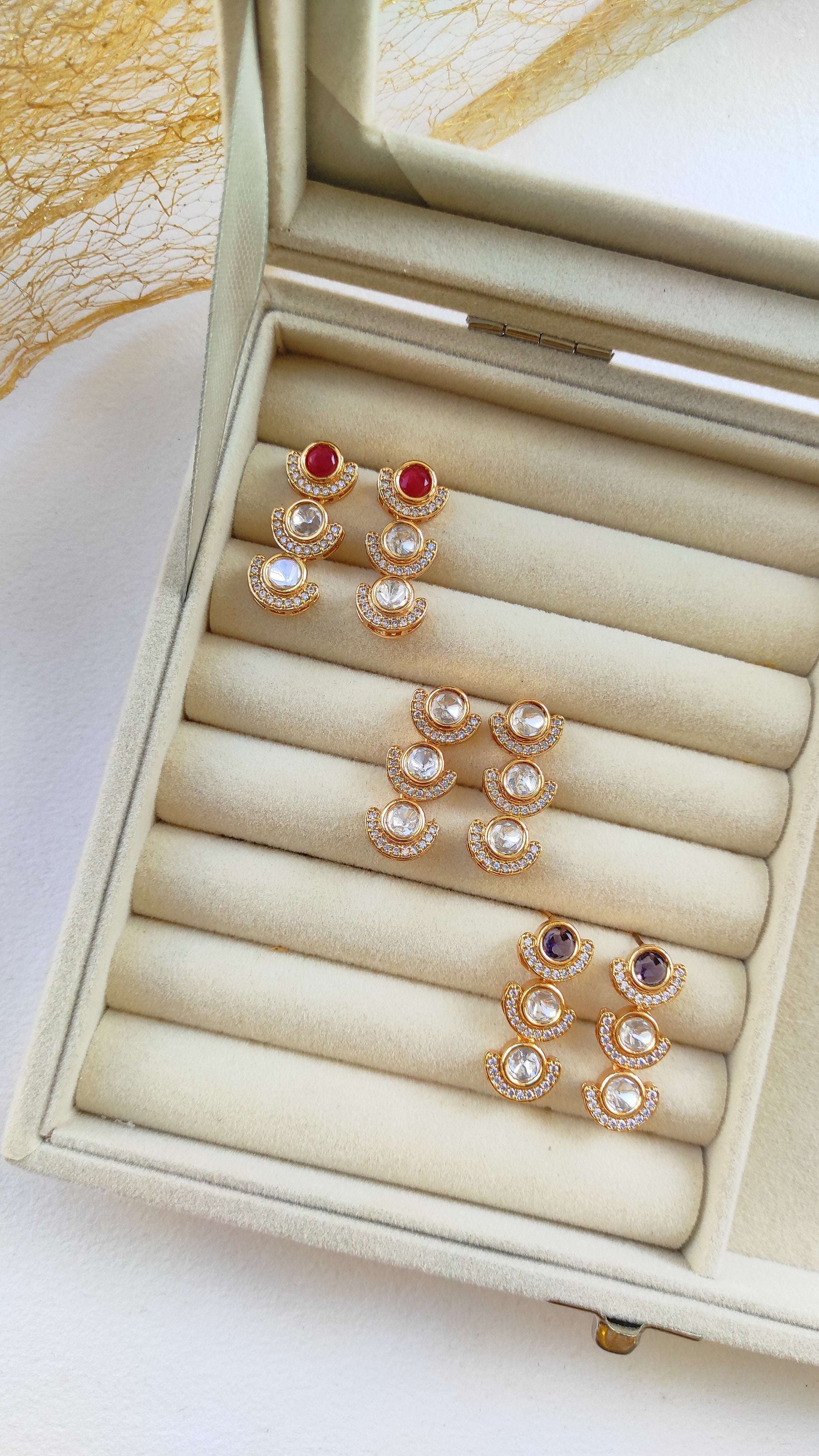 Polki Moissanite Garima earrings