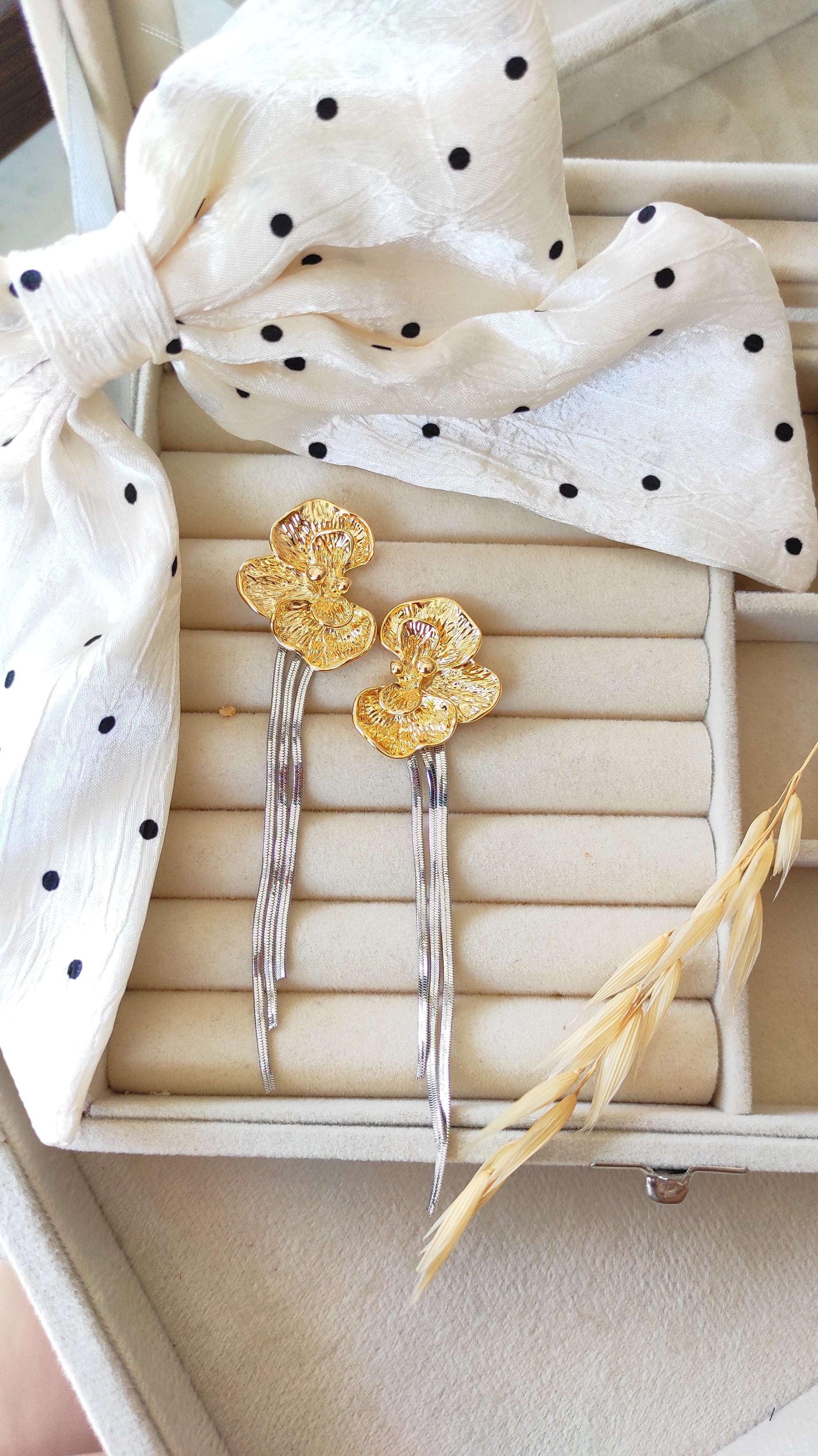 Golden Flowers with Silver hanging 