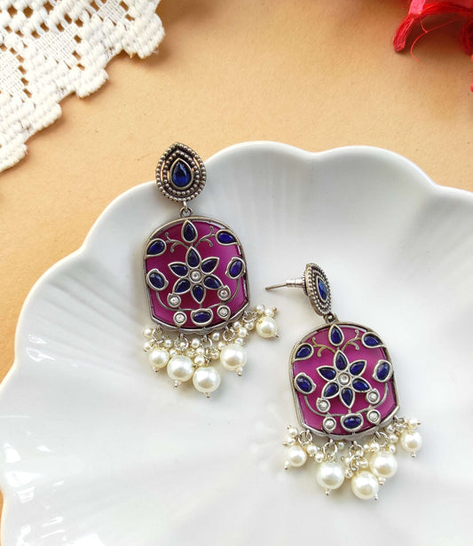 Ananya silver lookalike dangling earrings
