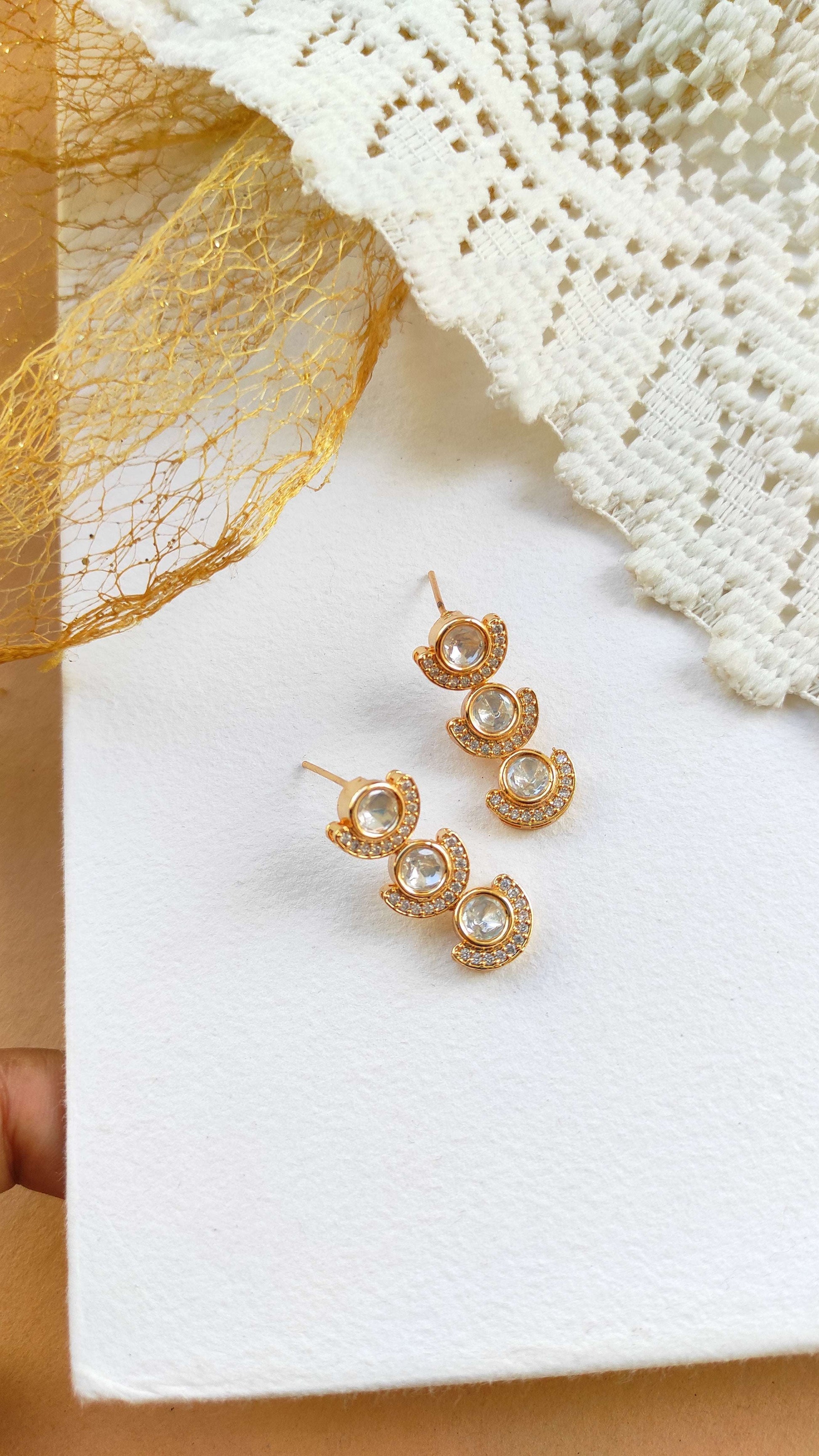 Polki Moissanite Garima earrings