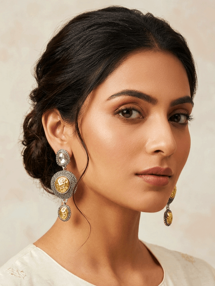 Quirky dual tone earrings