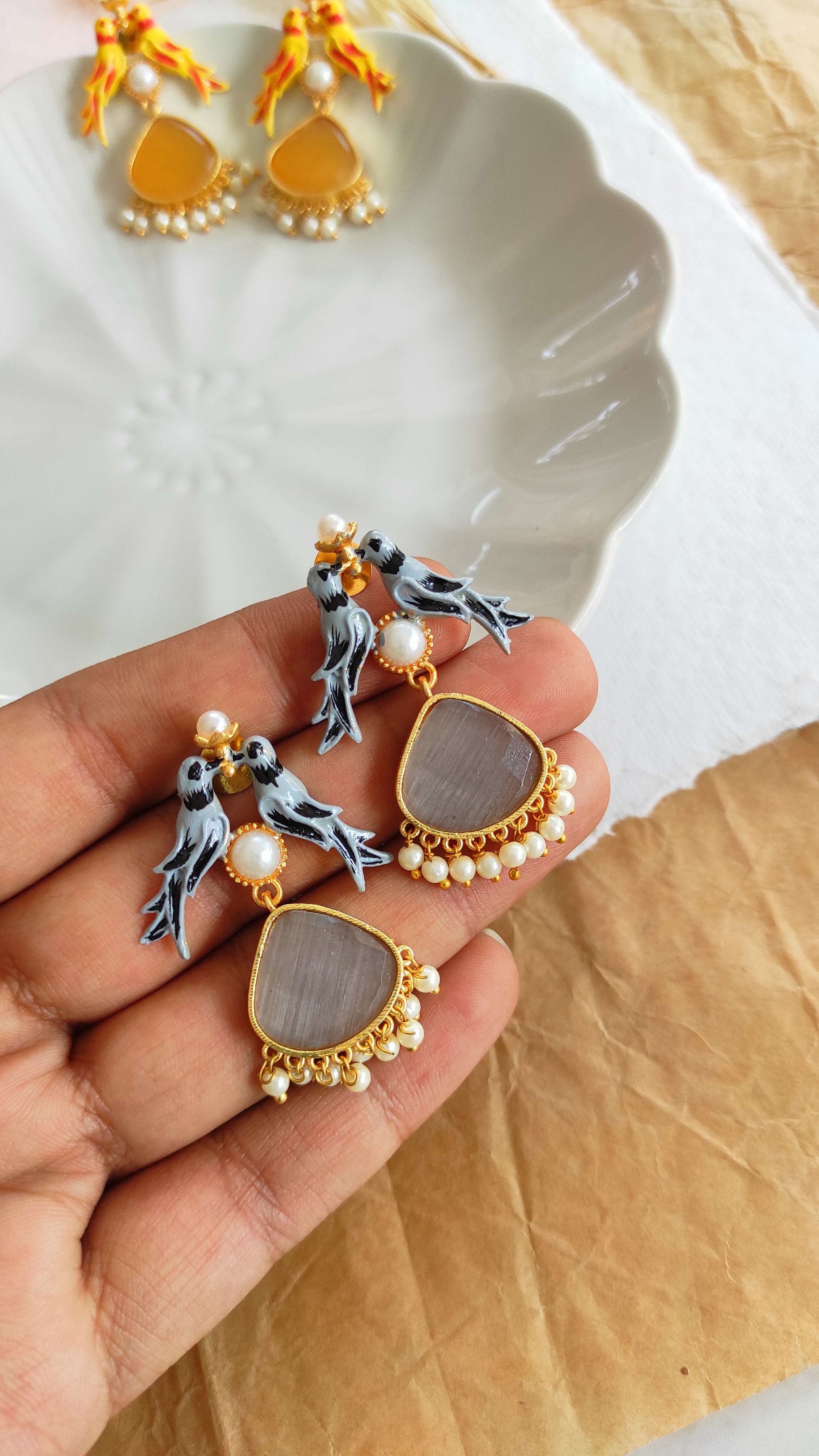 Panchhi golden earrings
