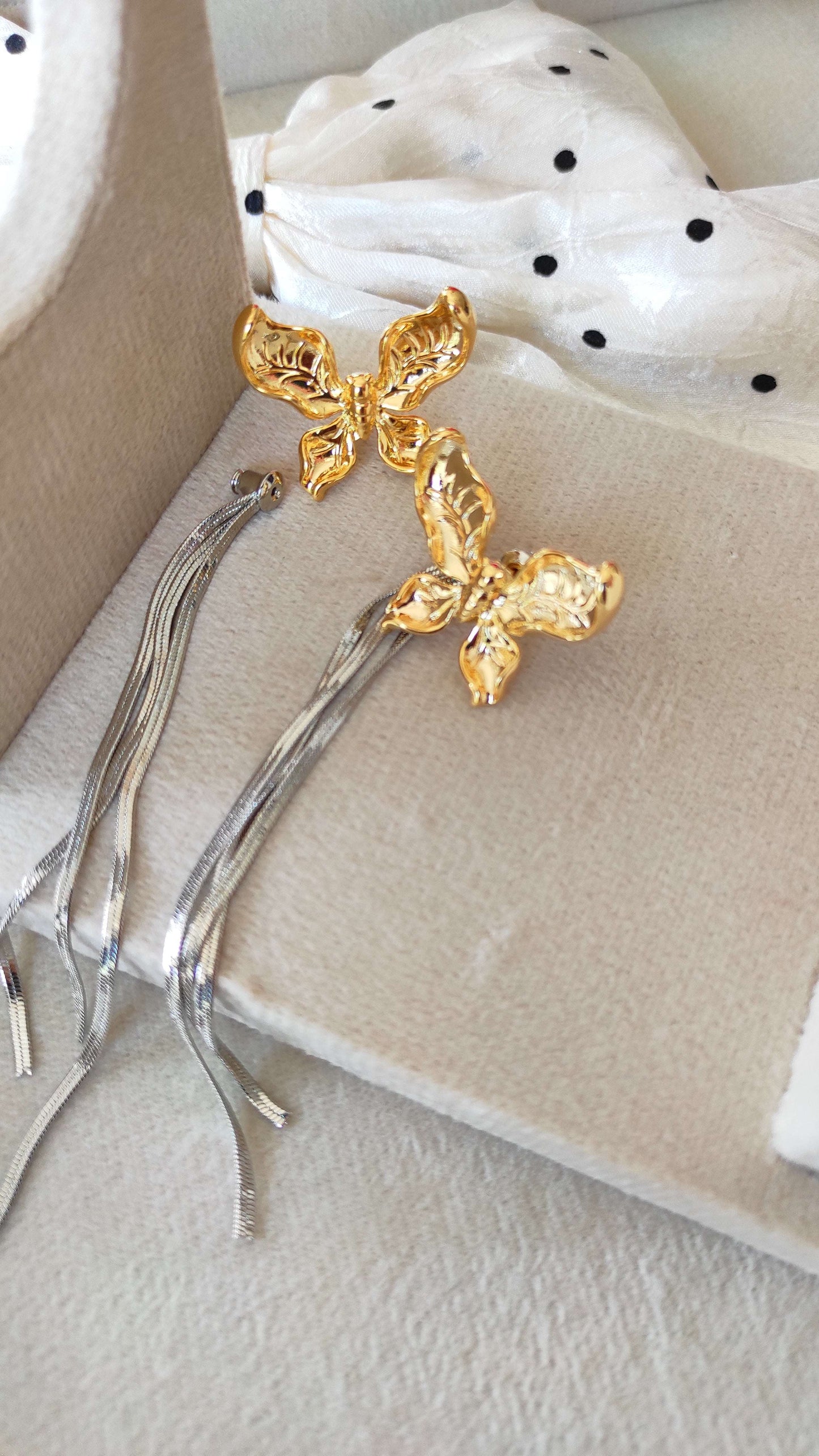 Golden Butterfly With Silver hangings
