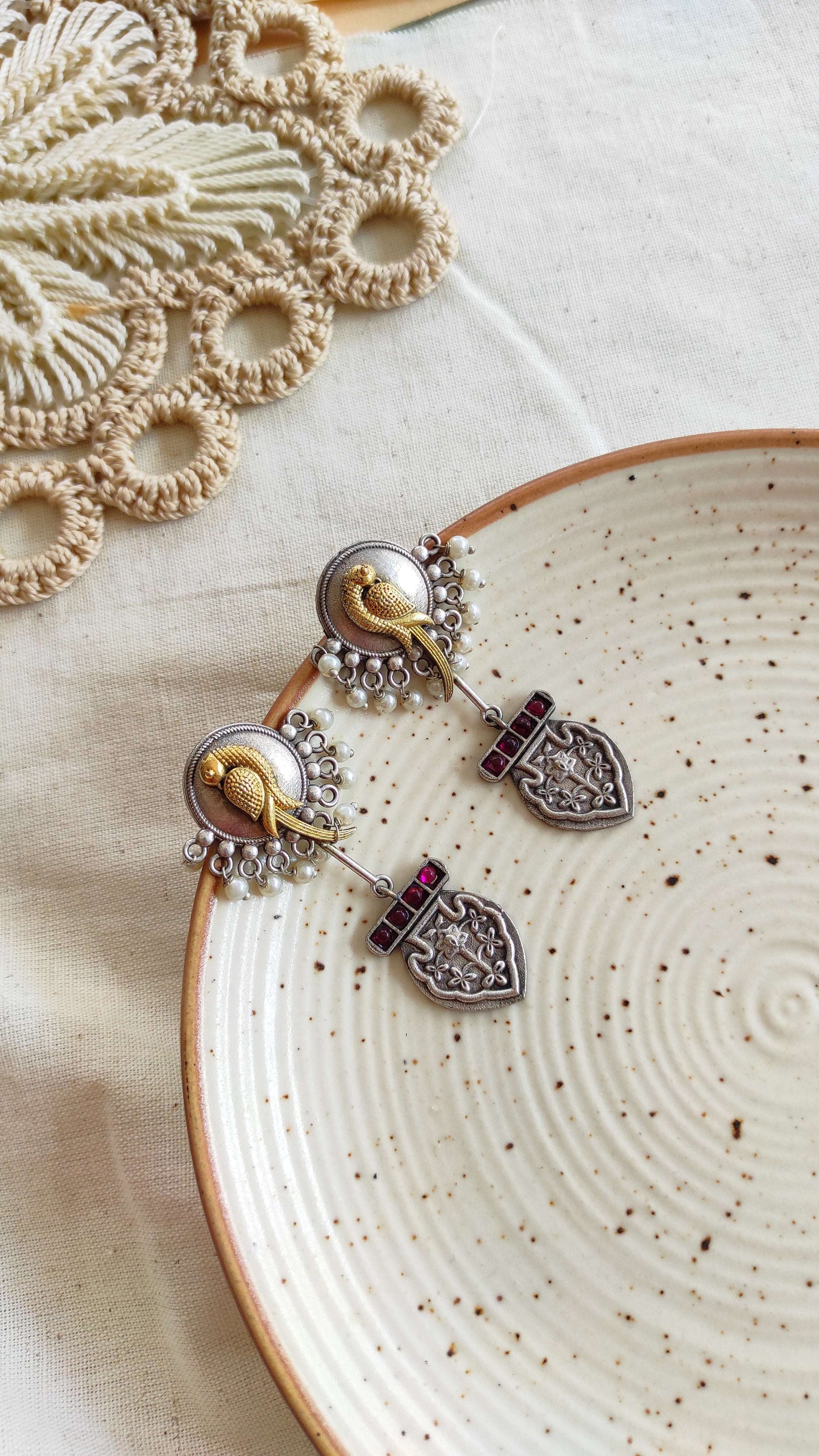 Maina dualtone dangling earrings