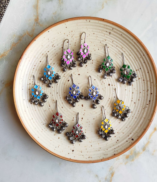 Aria meenakari enameled hook earrings