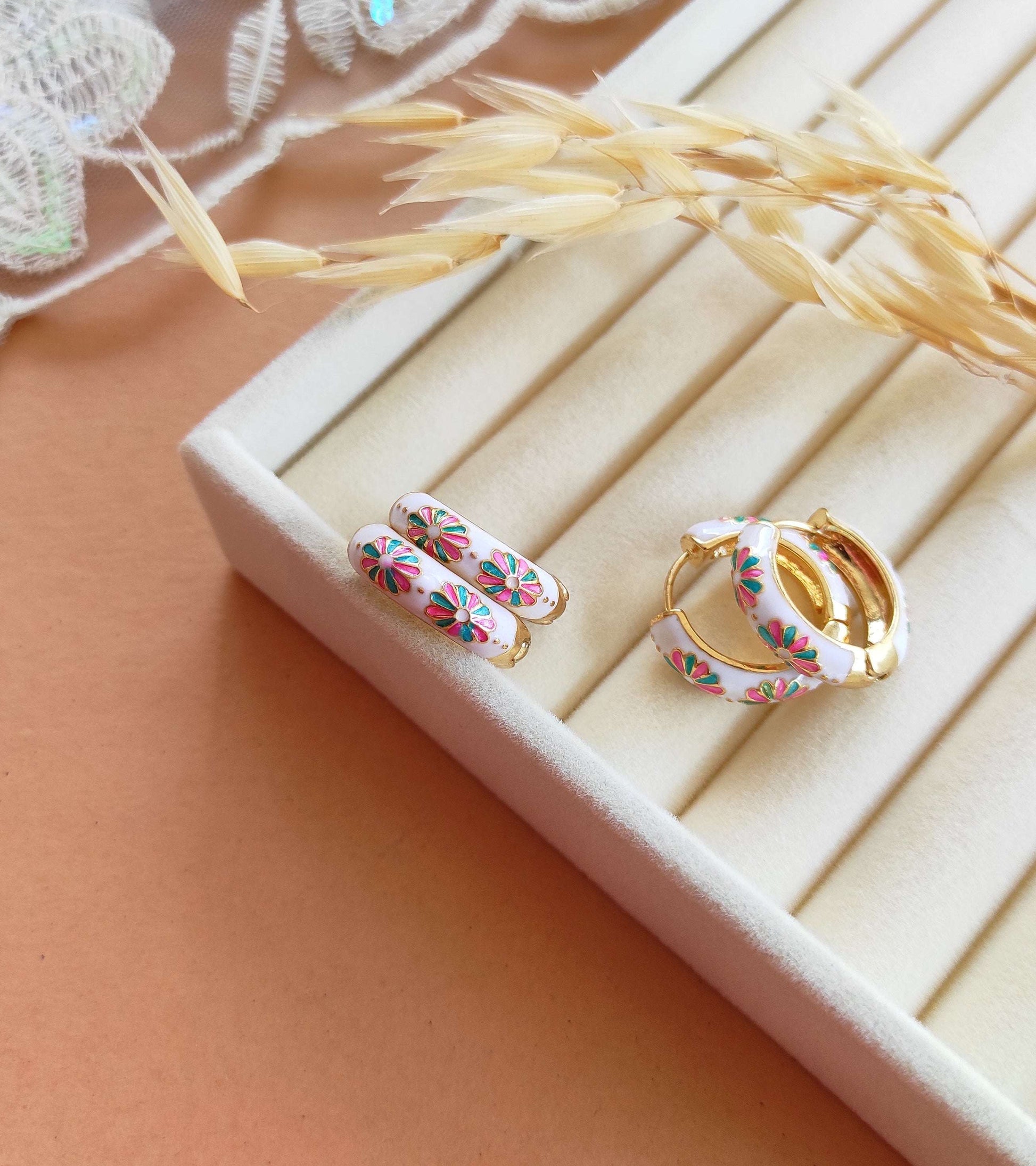 Dandelion enameled hoops