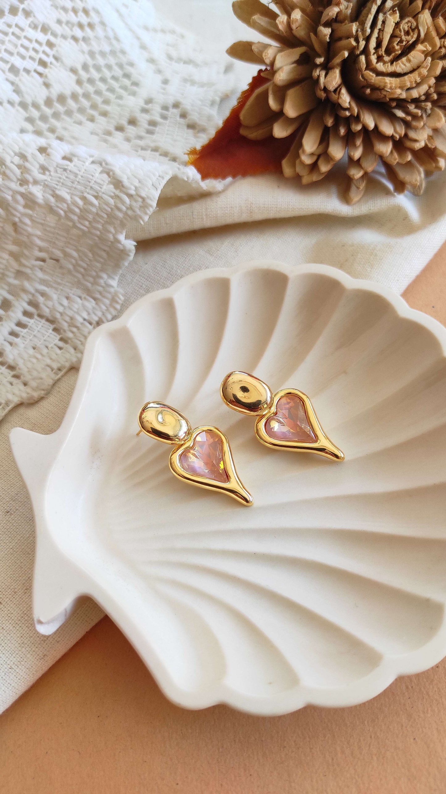 Korean crystal heart earrings