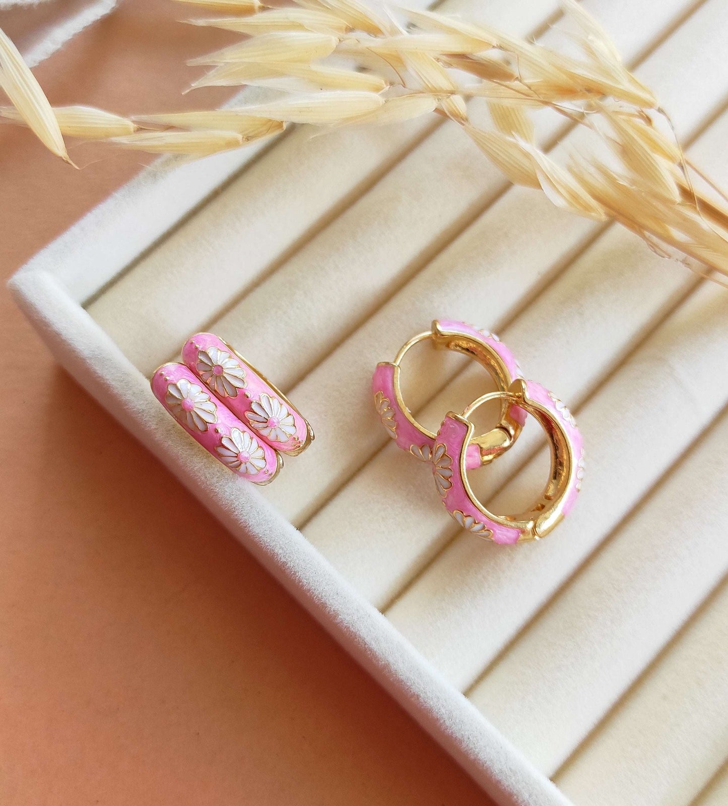 Dandelion enameled hoops