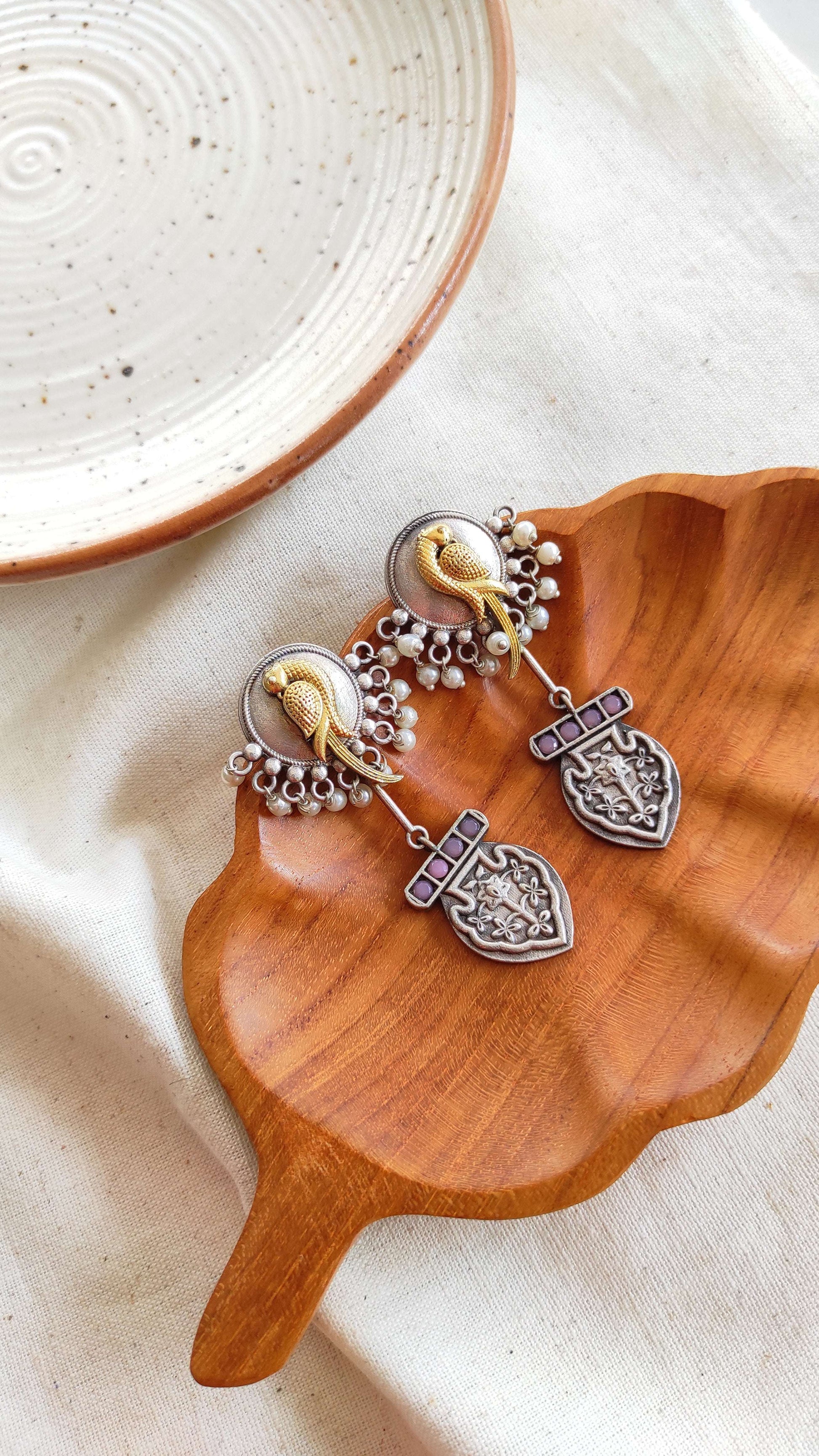 Maina dualtone dangling earrings