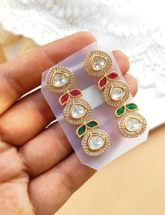Triveni Polki Moissanite earrings