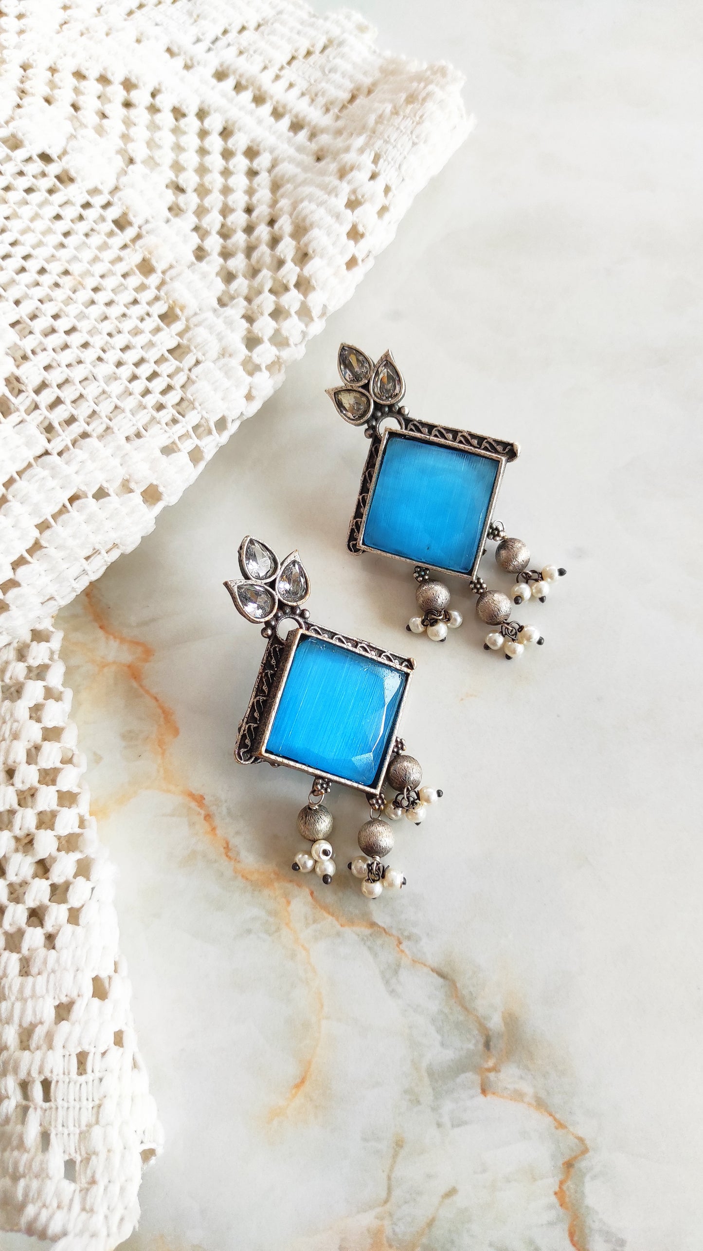 Square stone earrings