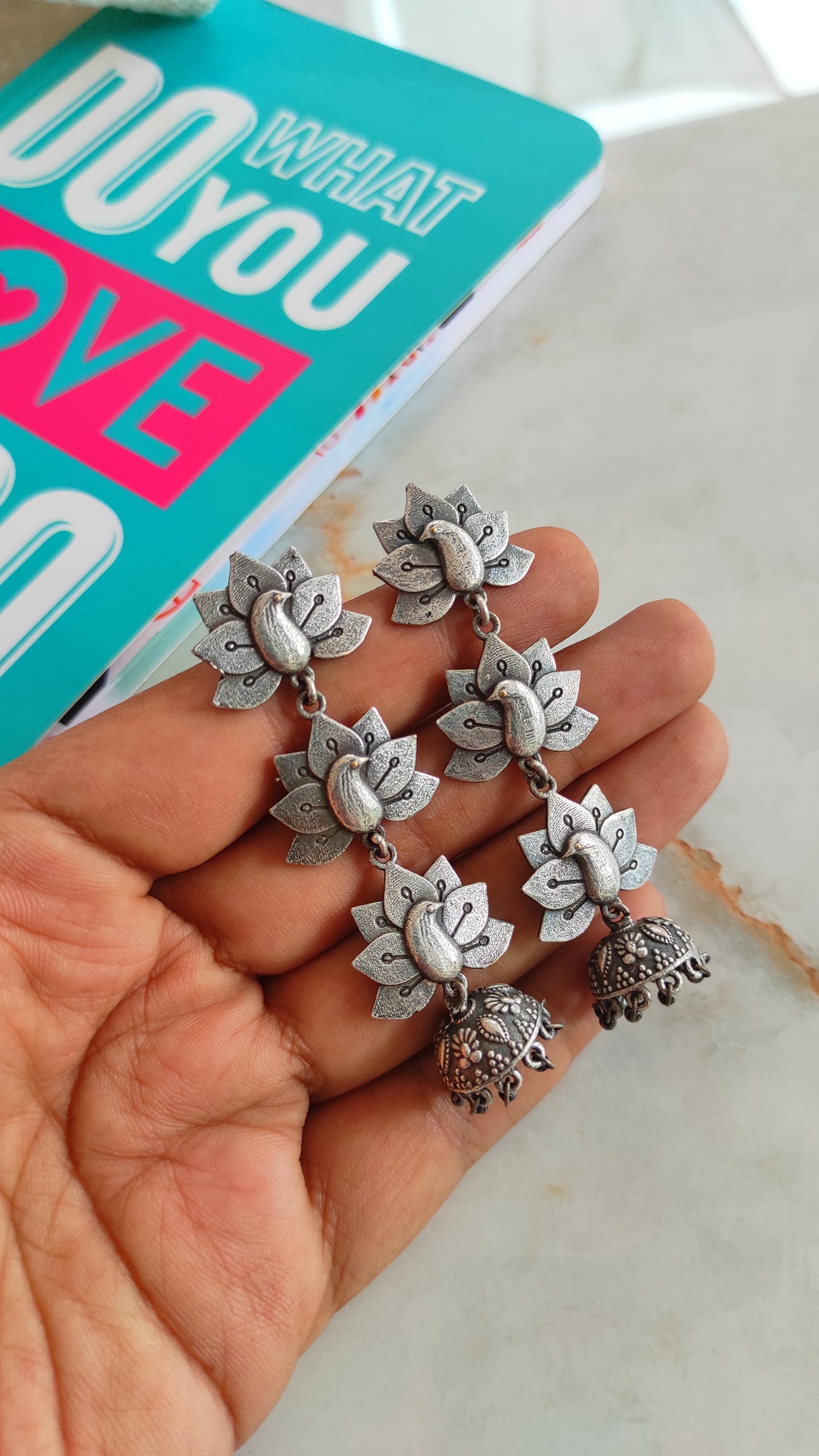 Triple peacock jhumki