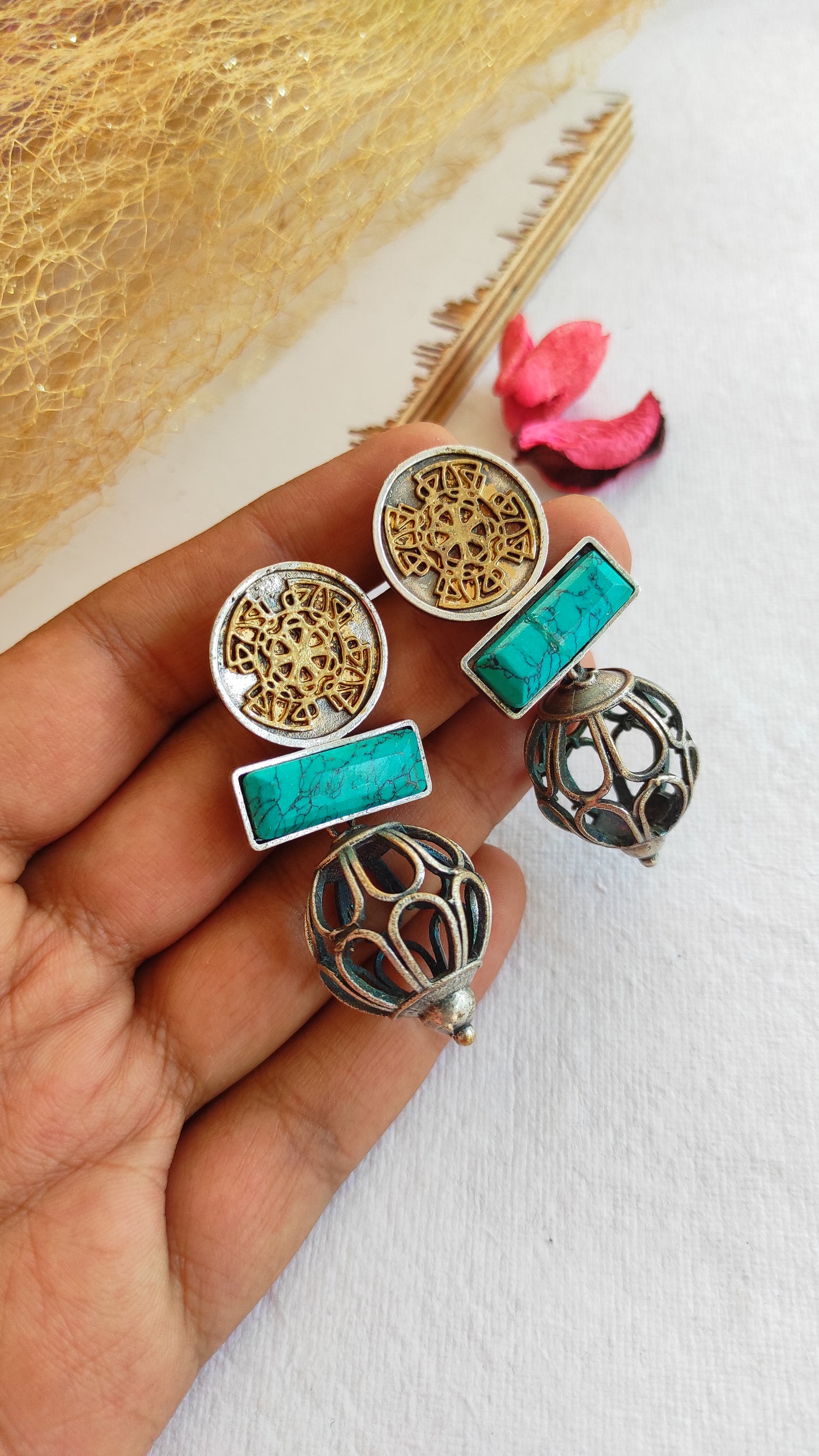 Turquoise dual tone Jhumka