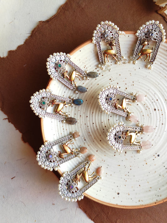 Hirni dualtone studs earrings