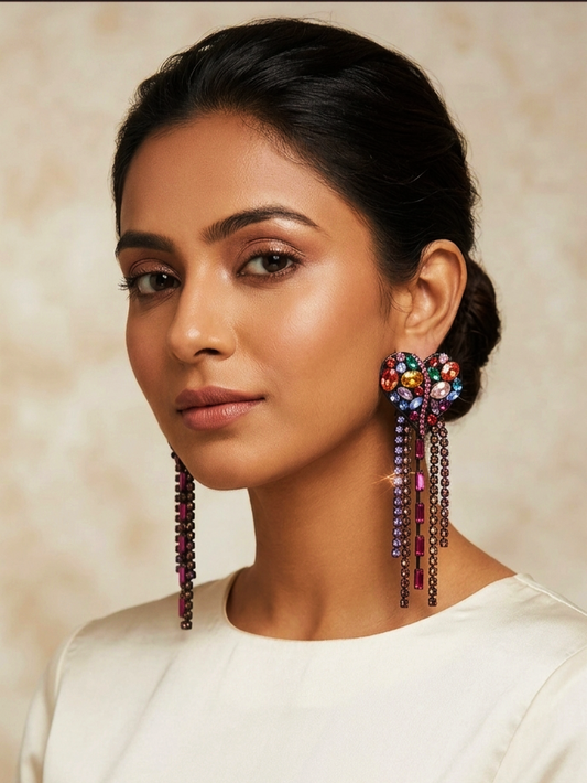 Quirky Stone Studded Heart Earrings