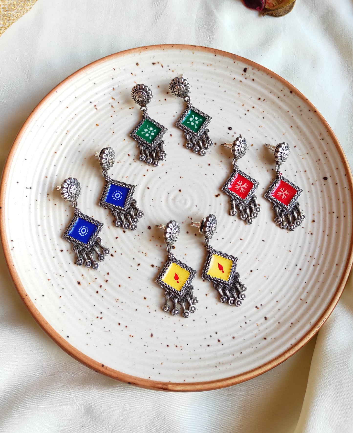 Heta meenakari enameled earrings