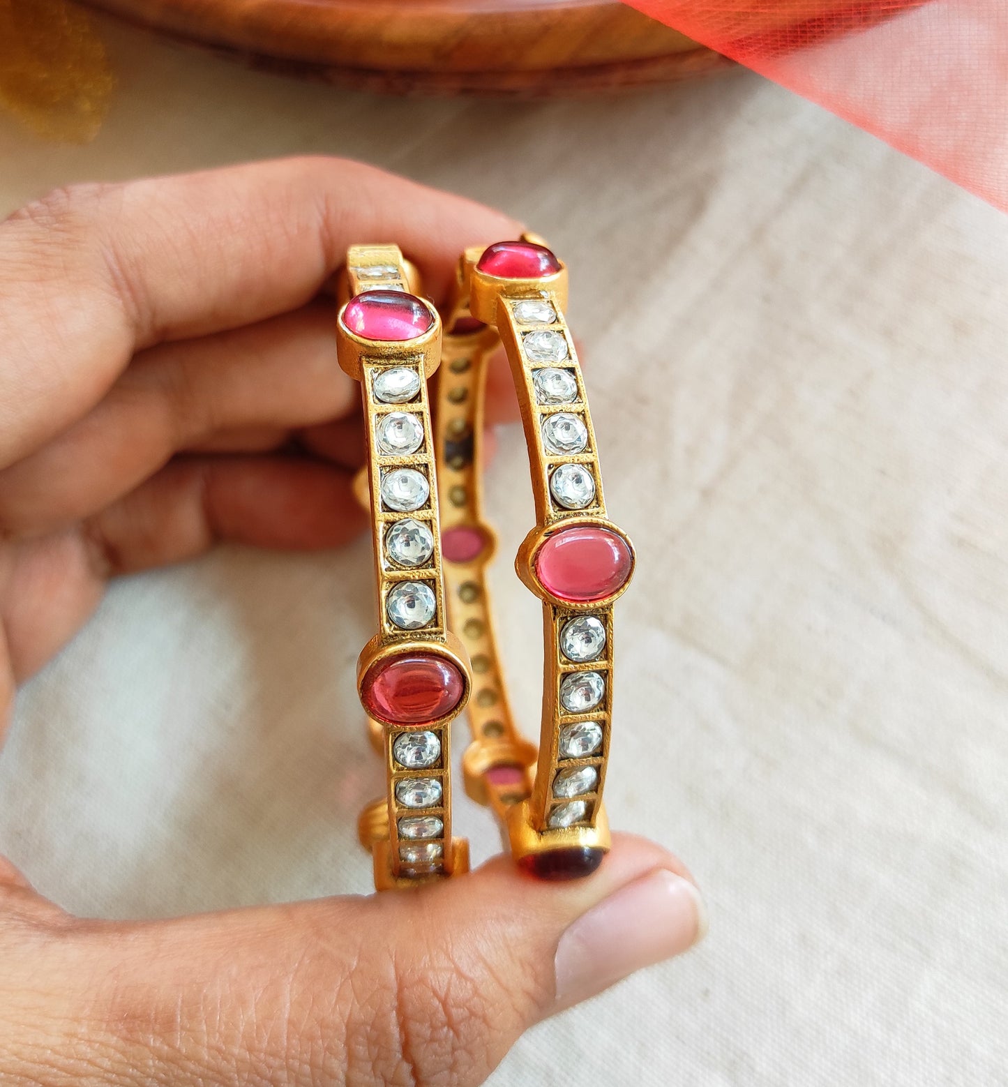Antique gold bangles with screw opening