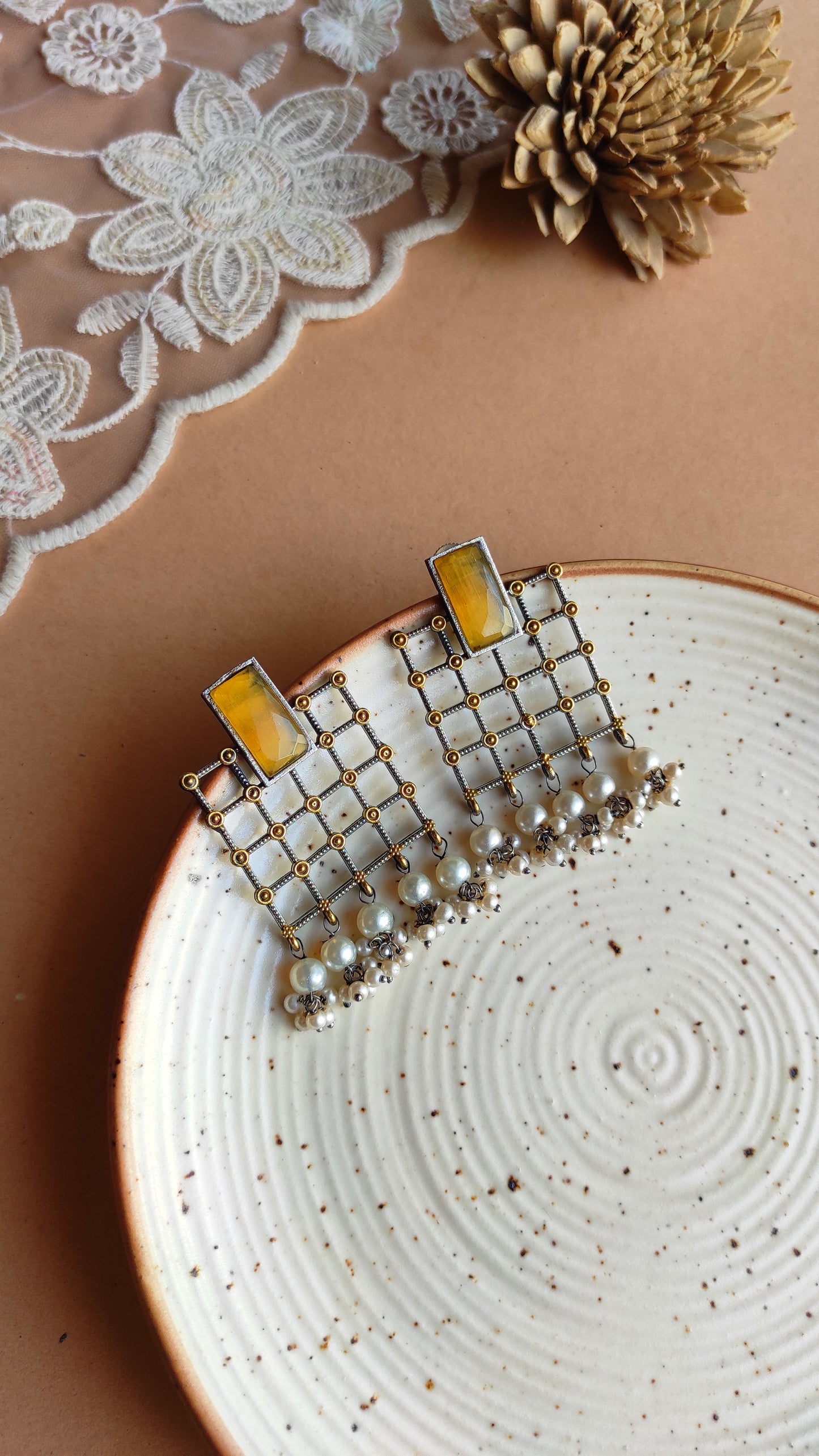 Siman dual tone stud earrings