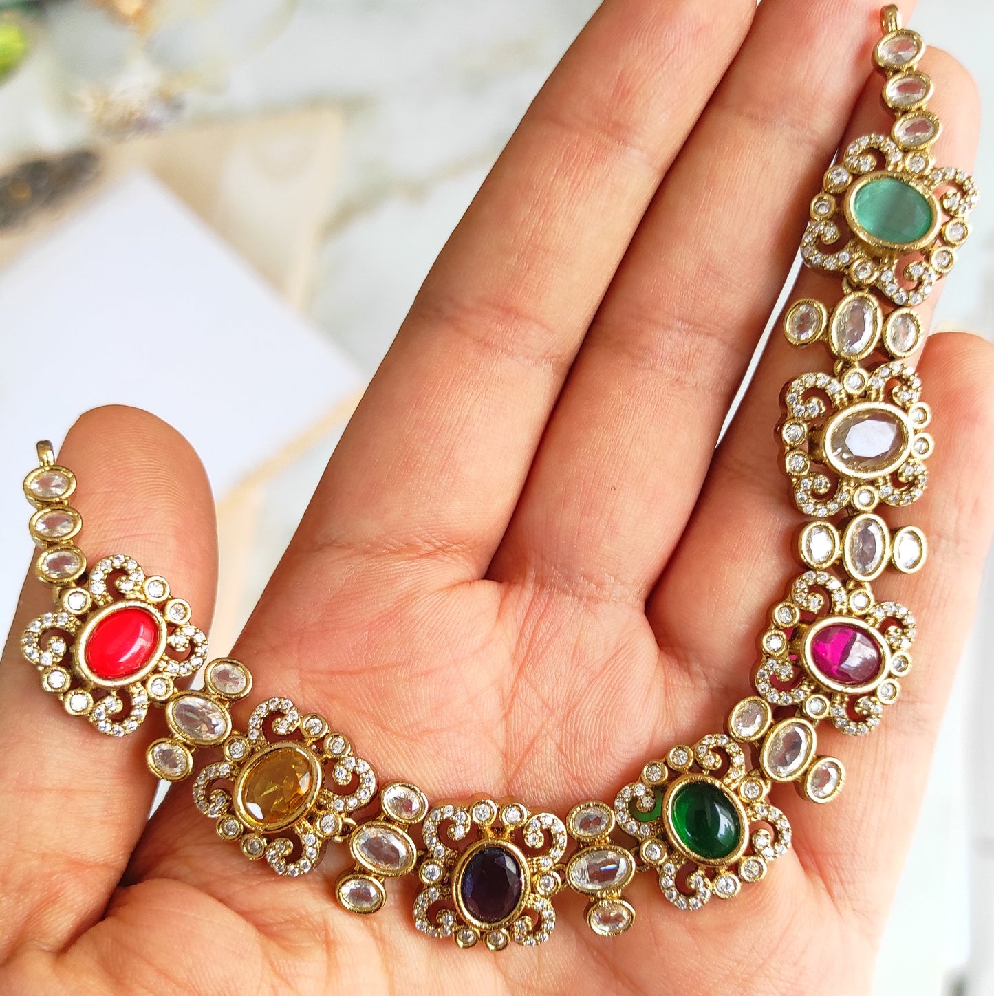 Saptee antique polish necklace set