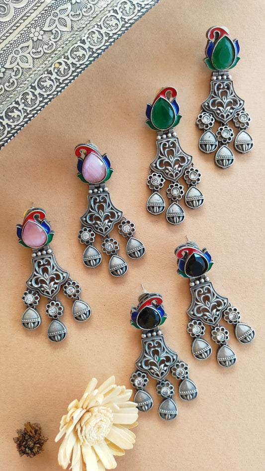 Megha silver replica earrings