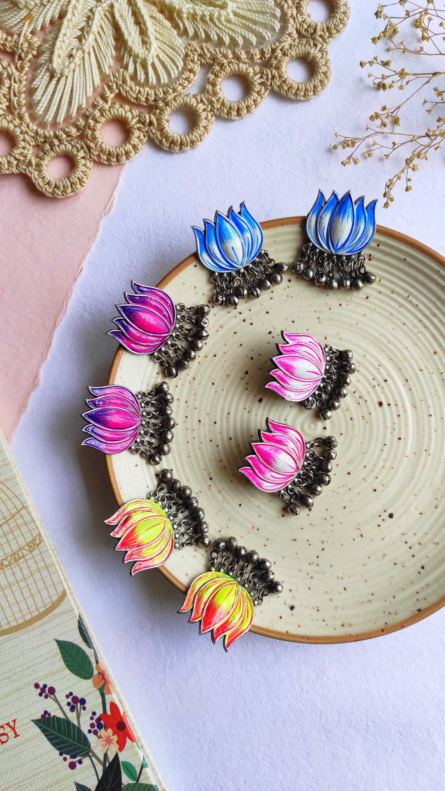 Kamalam hand painted studs earrings