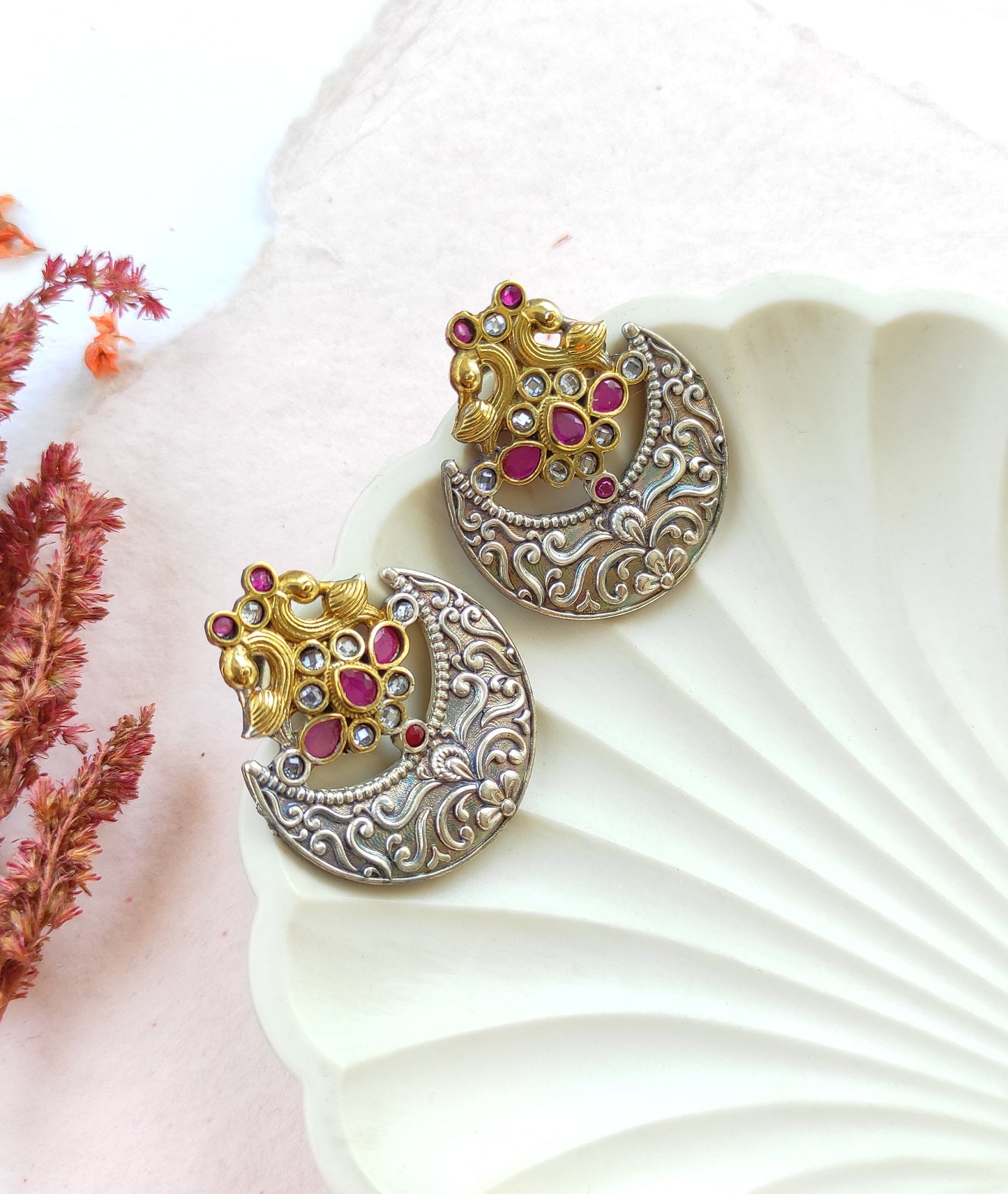 Chandra dualtone studs earrings