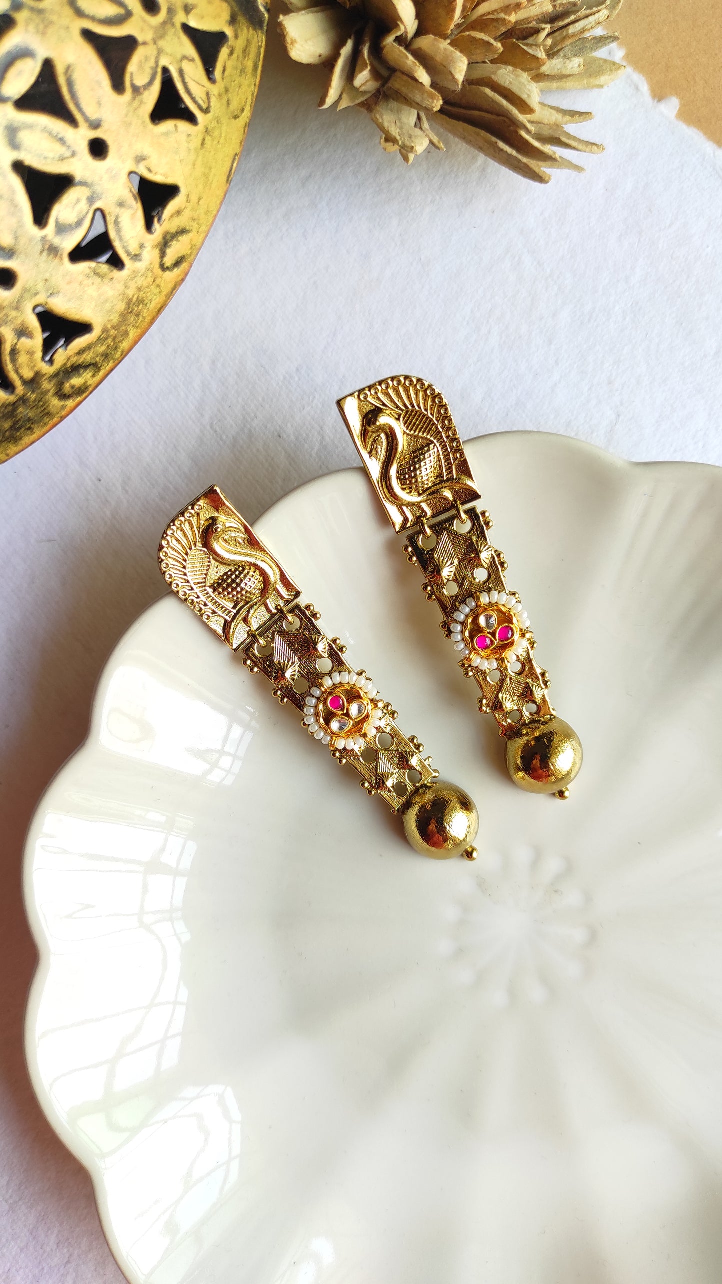 Fusion peacock earrings