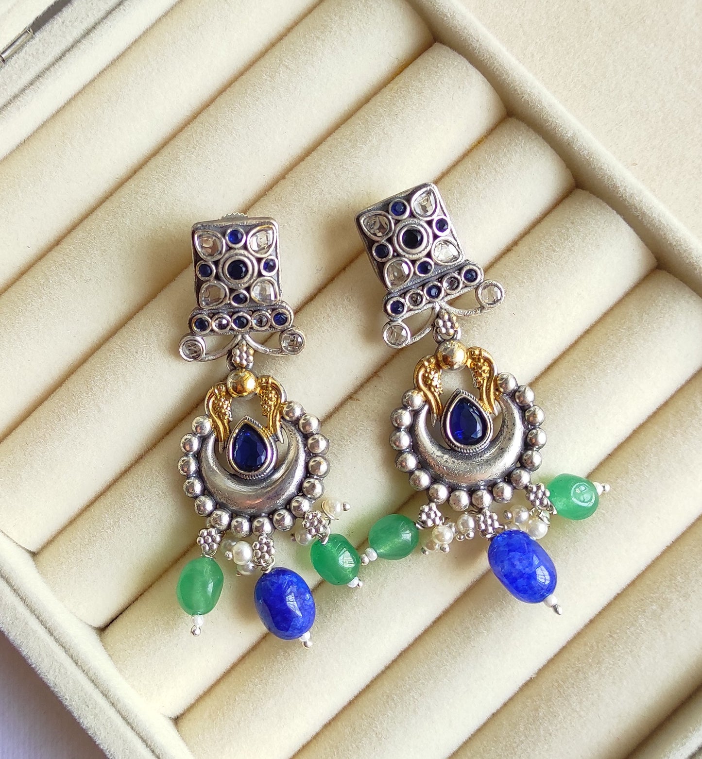Neelu dualtone earrings with premium stones DTE3
