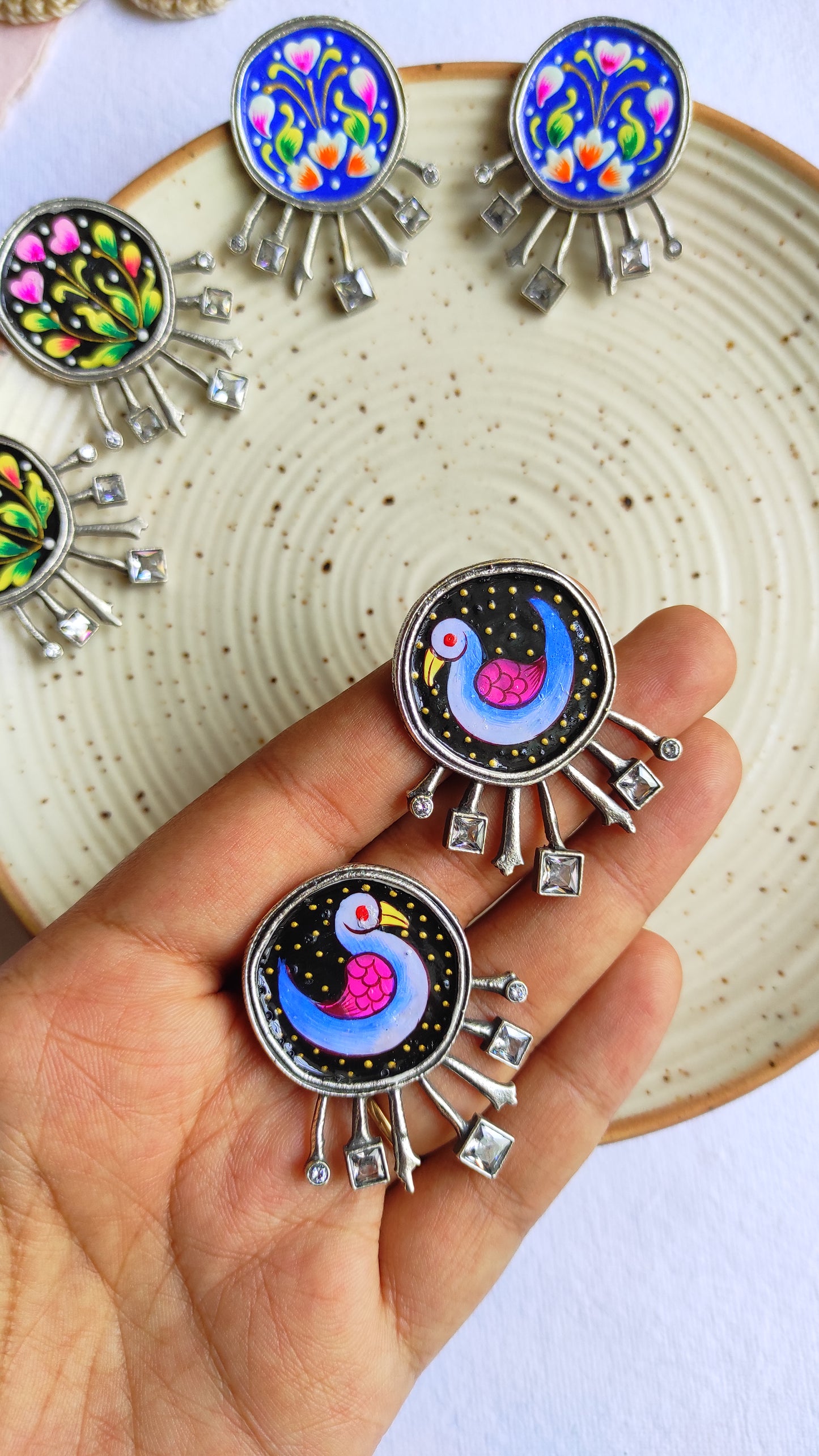 Rati hand painted studs earrings