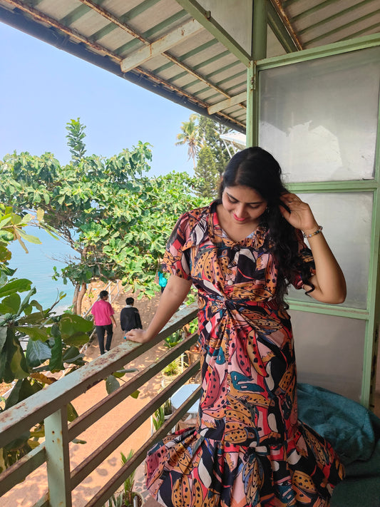 Tropical Black Skirt Set