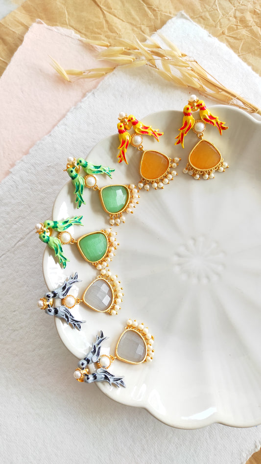 Panchhi golden earrings